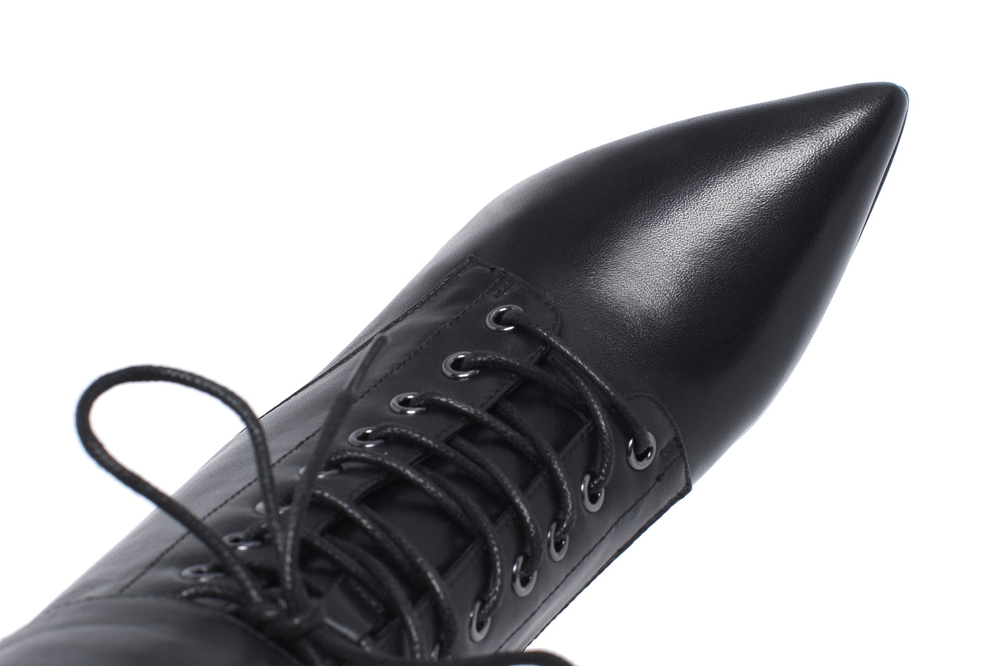 Nine SevenWomen's Genuine Leather Handmade Comfortable Stiletto High Heel Pointed Toe Zip Up Mid-Calf Boots with Buckle and Band