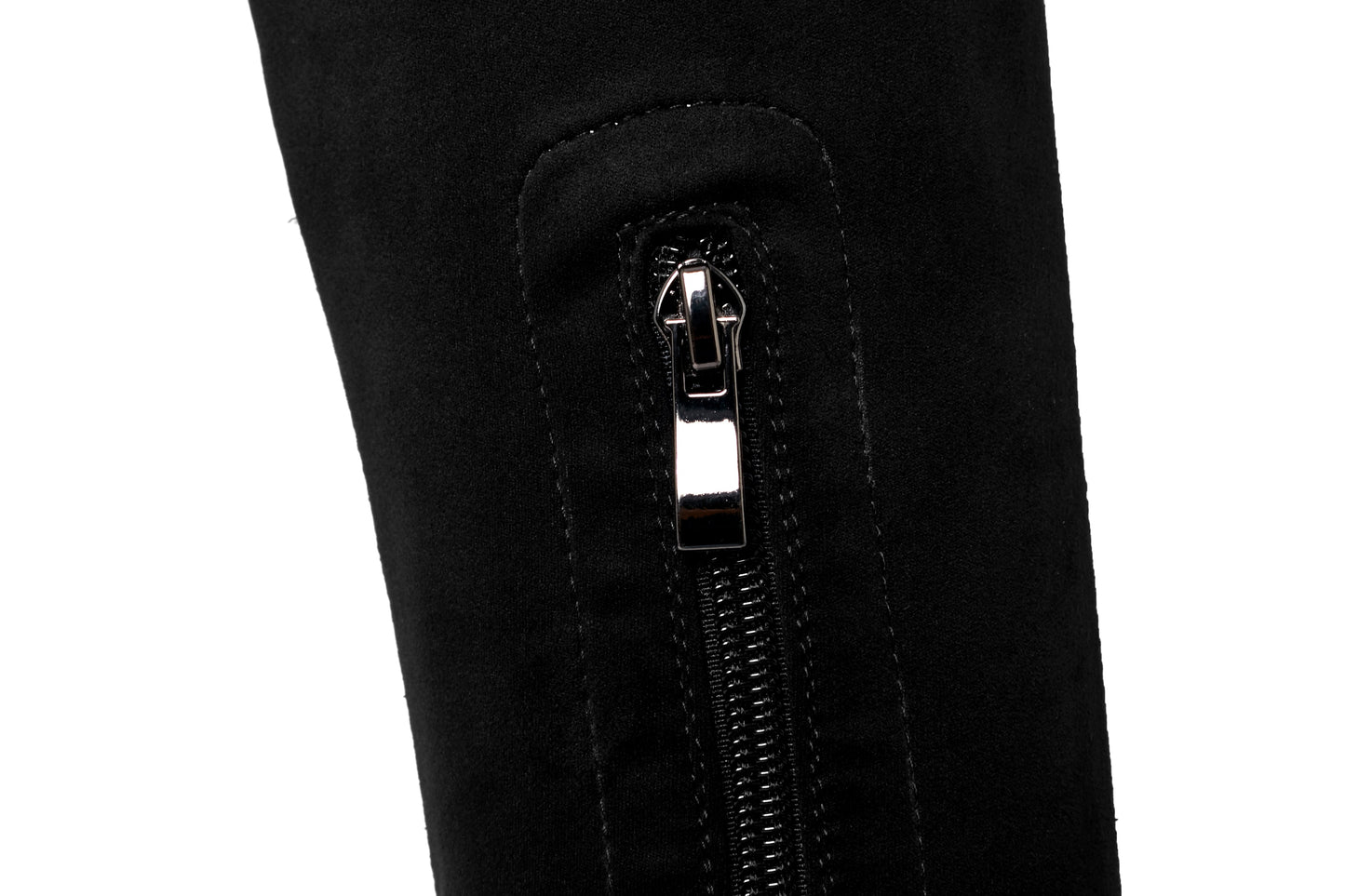 Nine Seven Women's Handmade Suede Leather Pointed Toe Sexy Stiletto High Heel Stretch Half Zip Black Over the Knee High Boots with Colorful Sequin