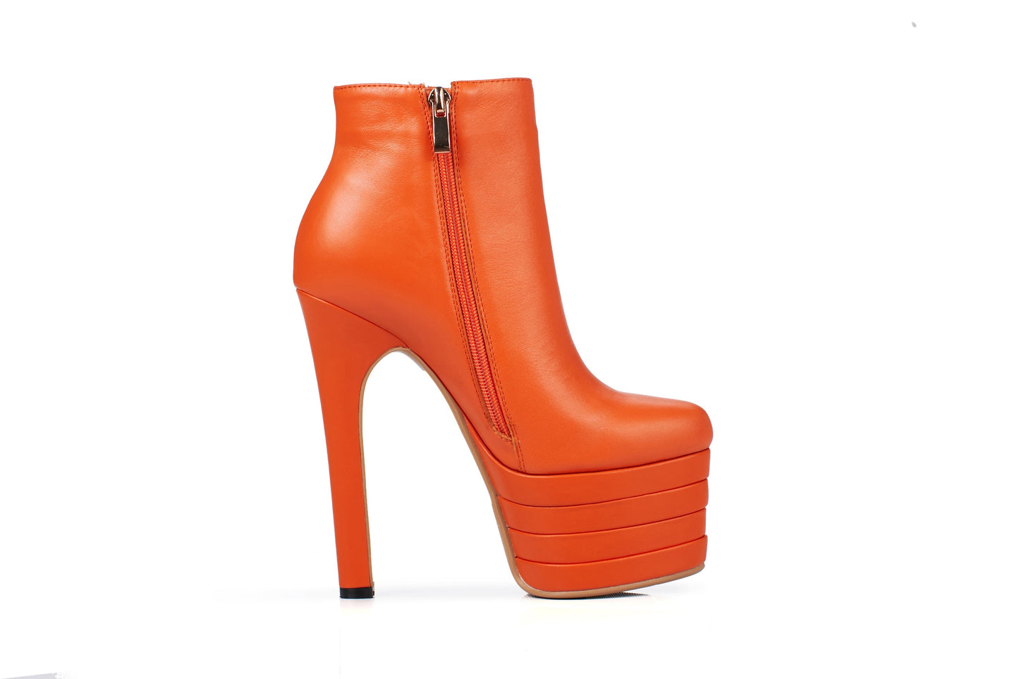 Nine Seven Genuine Leather Women's Handmade Pointed Toe Spikes-Stiletto Supper High Heel Side Zip Up Sexy Ankle Booties with Platform