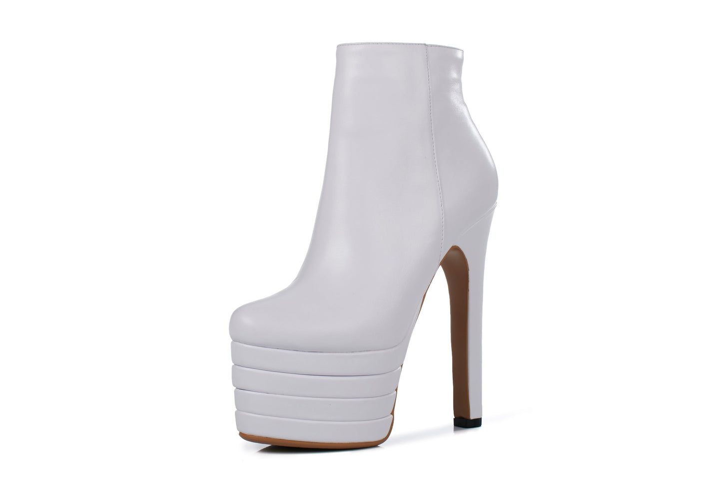 Nine Seven Genuine Leather Women's Handmade Pointed Toe Spikes-Stiletto Supper High Heel Side Zip Up Sexy Ankle Booties with Platform