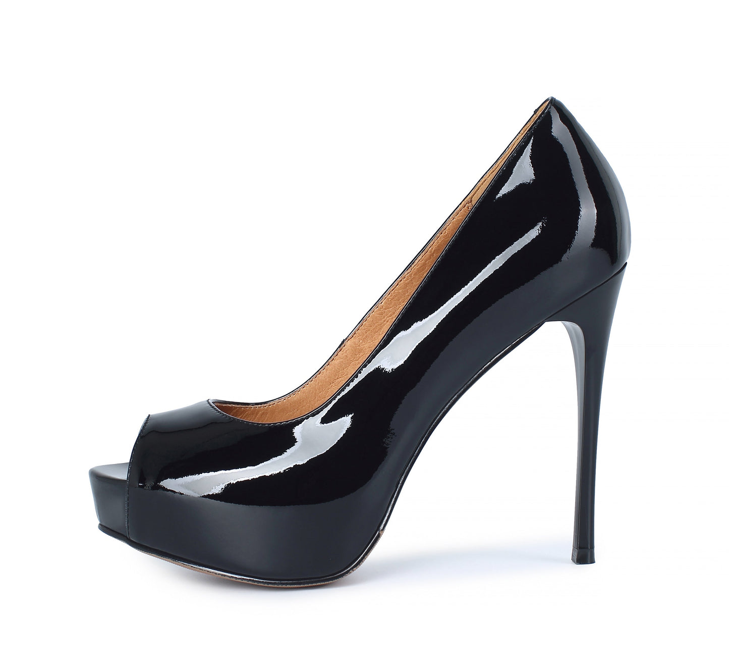 Nine Seven Women's Glossy Patent Leather Handmade Peep Toe Stiletto Heel Sexy Pumps with Platform