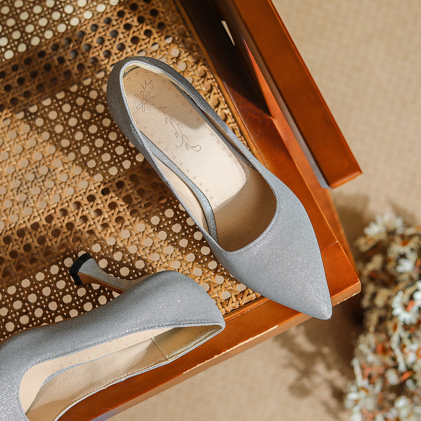 Nine Seven Women's Handmade Pointed Toe Glitter High Heel Weeding Pumps Shoes