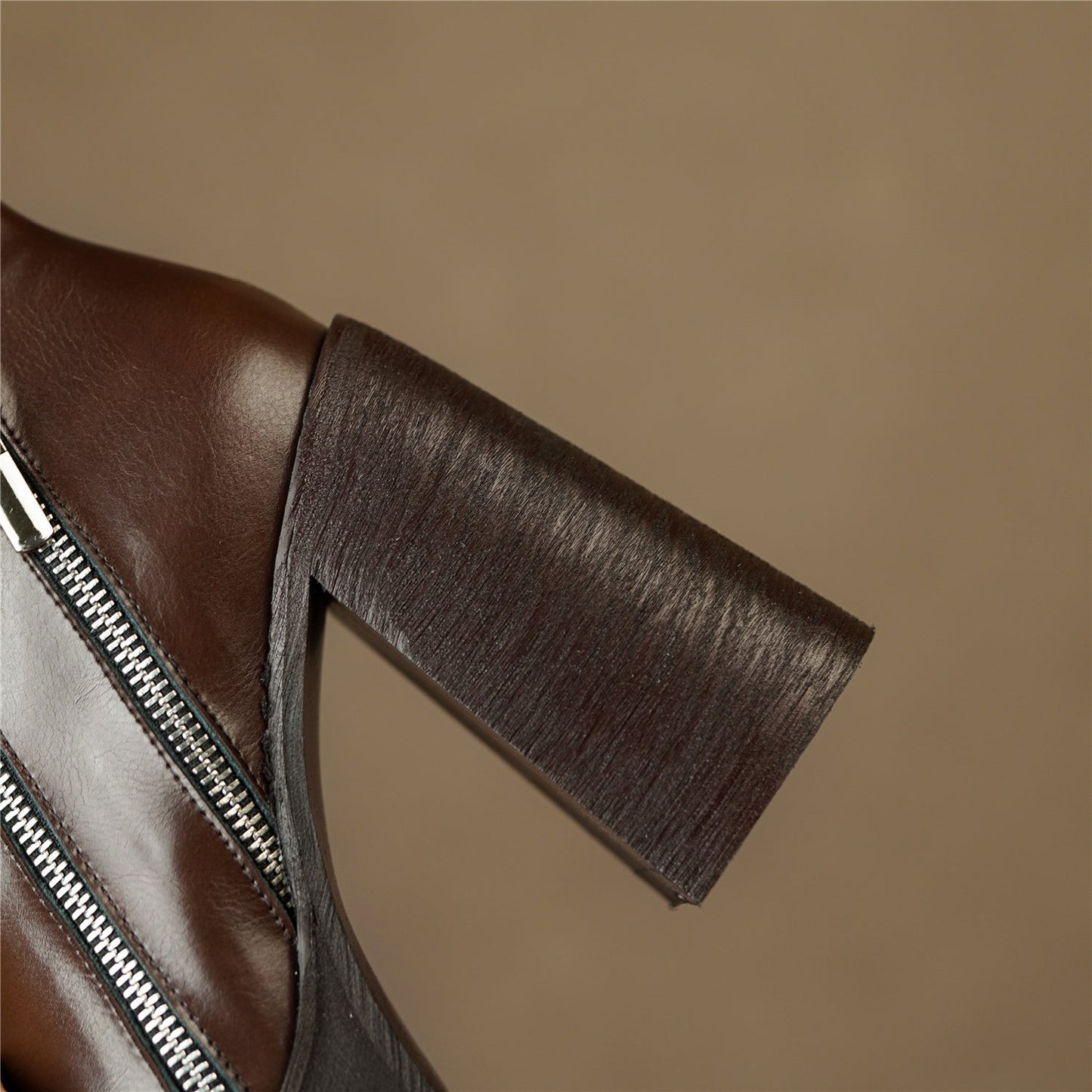 Nine Seven Handmade Women's Genuine Leather Stylish Side Zipper Platform Square Toe Mid High Heel Ankle Boots Shoes