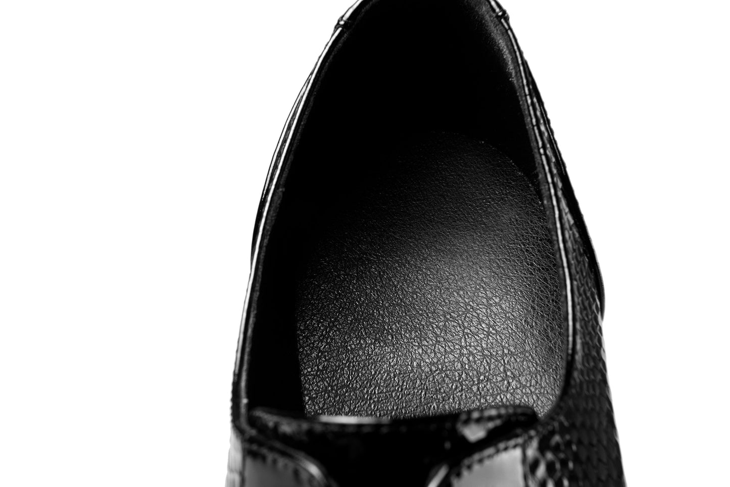 Nine Seven Women's Patent Leather Handmade Pointed Toe Low Golden Chunky Heel Lace Up Scale Classic Pumps