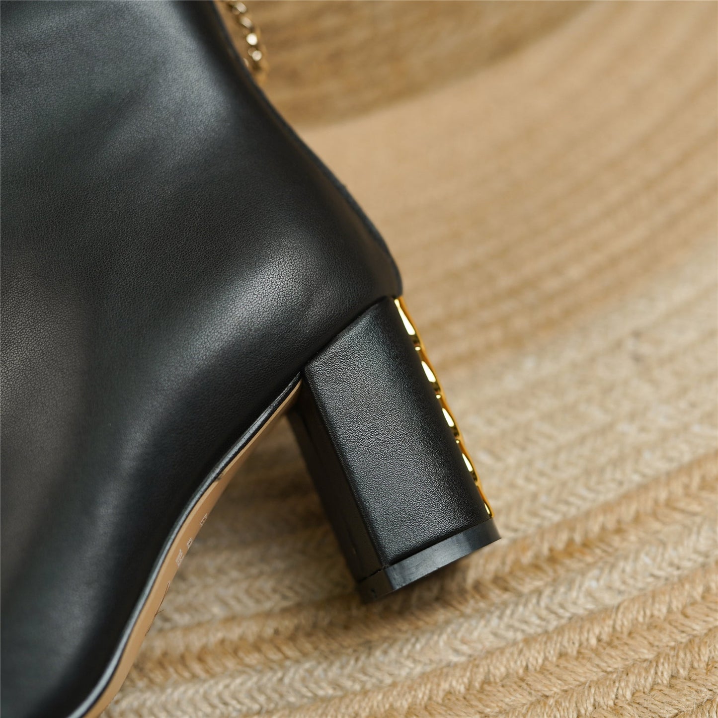 Nine Seven Genuine Leather Women's Handmade Pointed Toe Chunky Heel Ring Shapped Zipper Ankle Boots