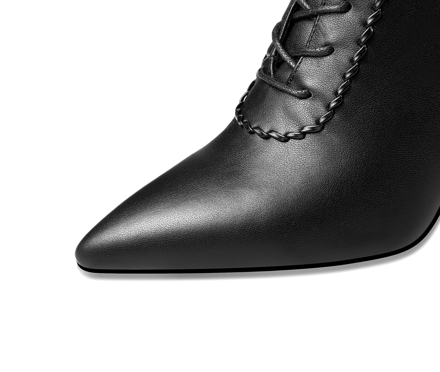 Nine Seven Women's Genuine Leather Sexy Stiletto Heel Handmade Zip Up Pointed Toe Booties with Selftie Design