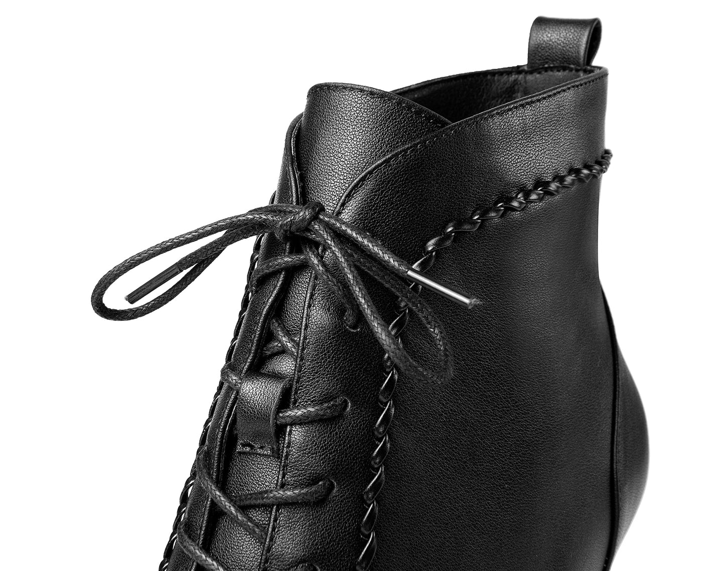 Nine Seven Women's Genuine Leather Sexy Stiletto Heel Handmade Zip Up Pointed Toe Booties with Selftie Design