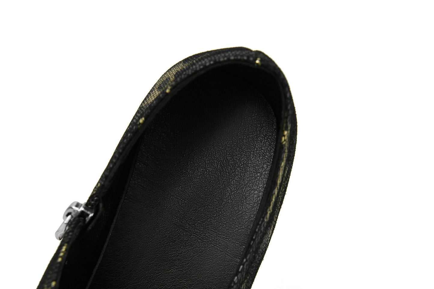 Nine Seven Women's Pointed Toe Printting Genuine Leather Handmade Side Zipper Low Chunky Heels Stylish Pumps Shoes