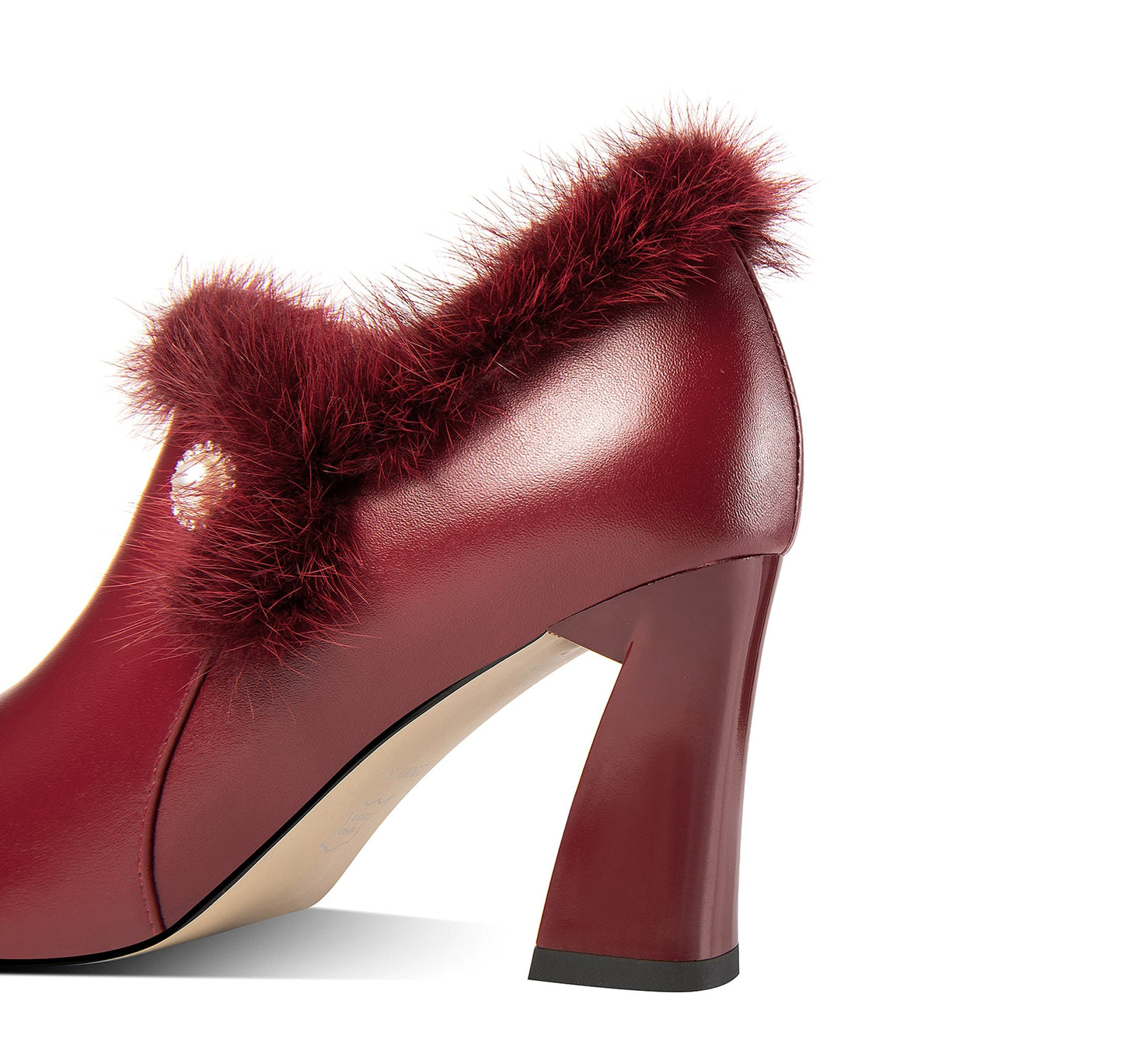 Nine Seven Women's Handmade Genuine Leather and Fur High Heel Side Zip Up Pointed Toe Elegant Oxford Pumps