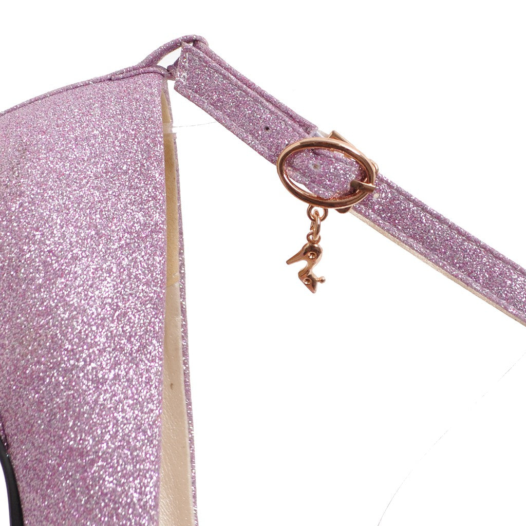 Nine Seven Women's Handmade Sparkly High Stileto Heel Ankle Buckle Platfoem Pumps Shoes