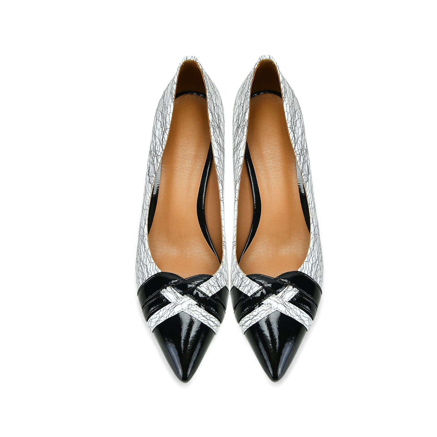 Nine Seven Handmade Women's Genuine Leather Assorted Color Slip On Pointed Toe Low Chunky Heel Pumps Shoes