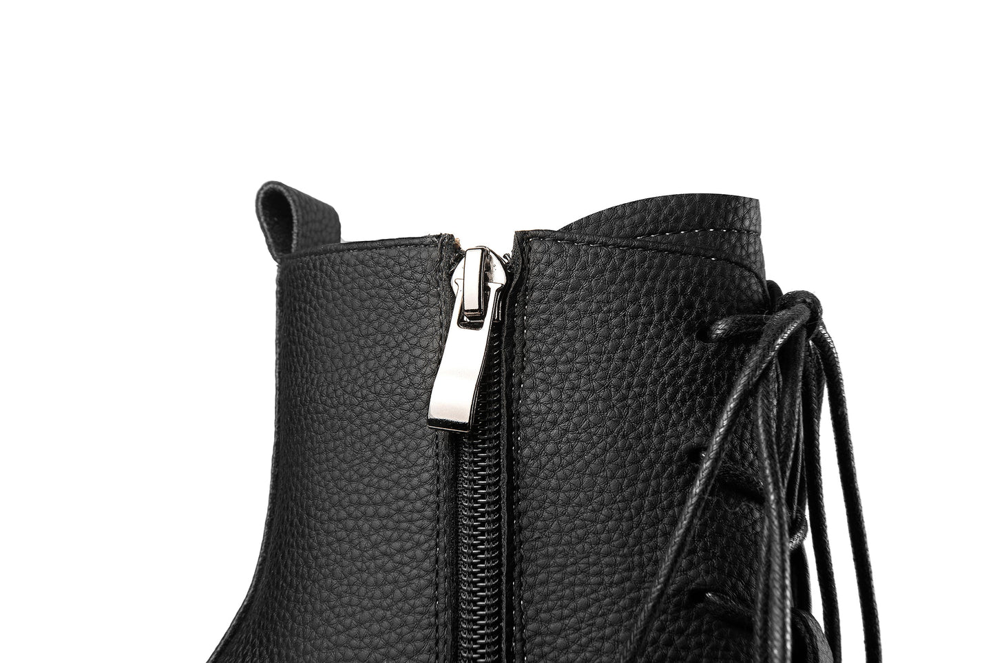 Nine Seven Women's Genuine Leather Handmade High Chunky Heel Round Toe Selftie Zip Up Ankle Boots