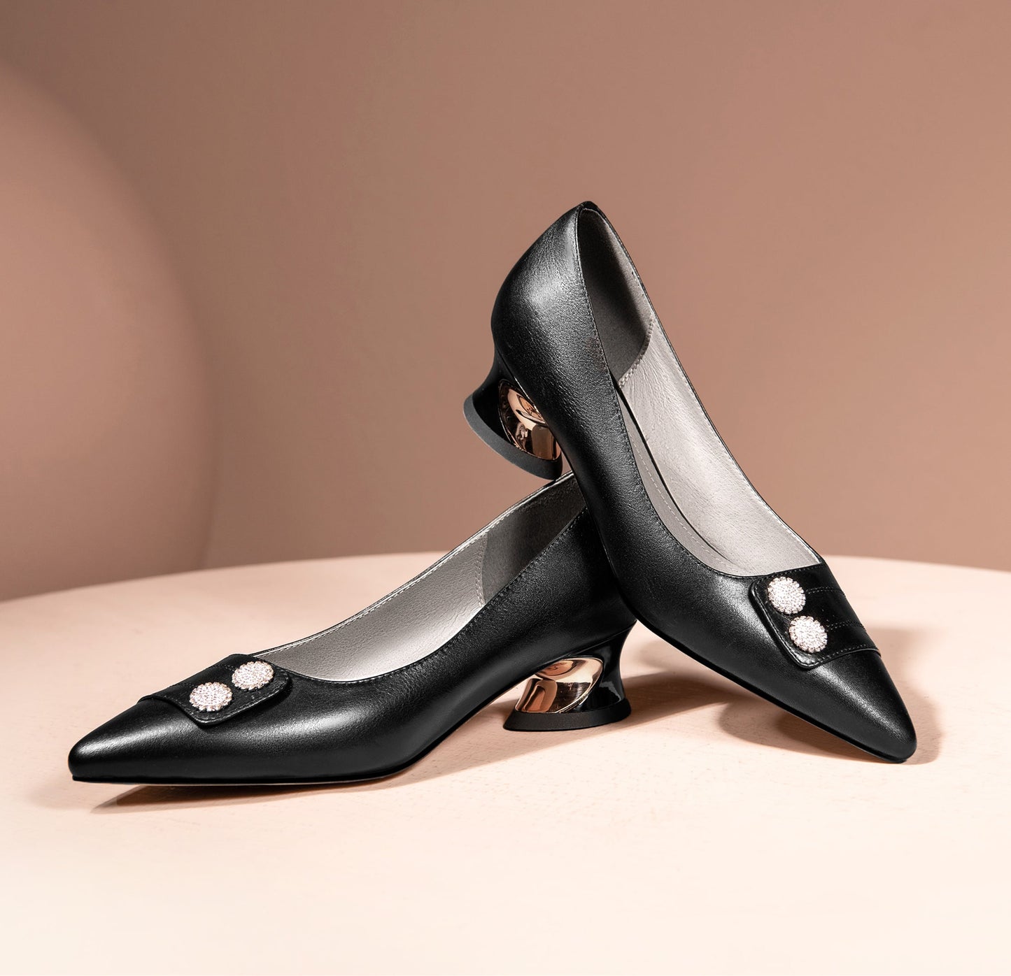 Nine Seven Women's Genuine Leather Pointed Toe Handmade Comfortable Low Heel Loafer Pumps