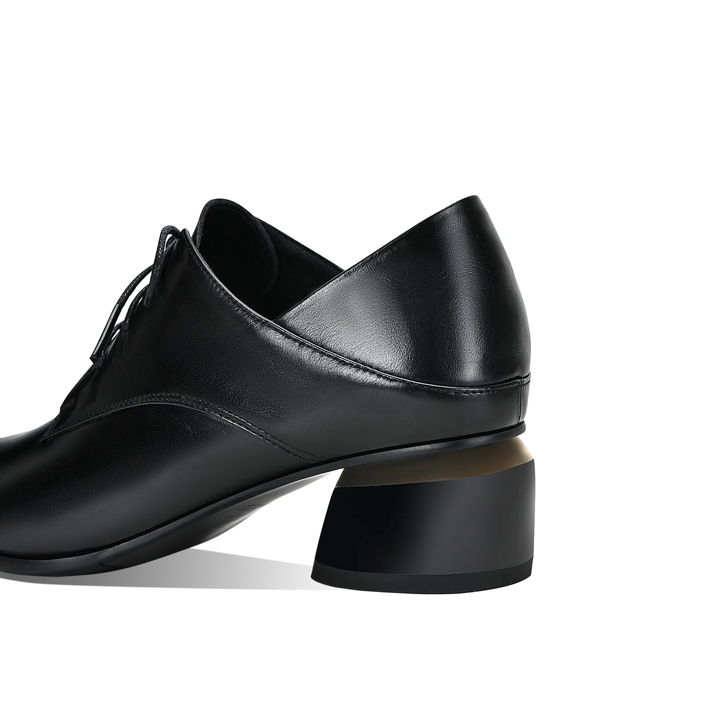 Nine Seven Women's Genuine Leather Pointed Toe Handmade Lace Up Low Chunky Heel Office Shoes