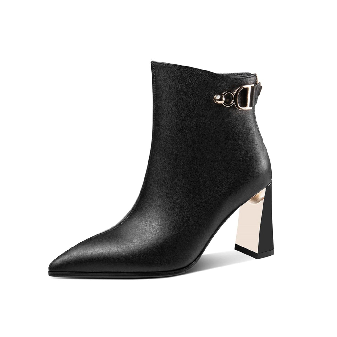 Nine Seven Women's Handmade Genuine Leather Pointed Toe High Heel Back Zip Closure Ankle Boots