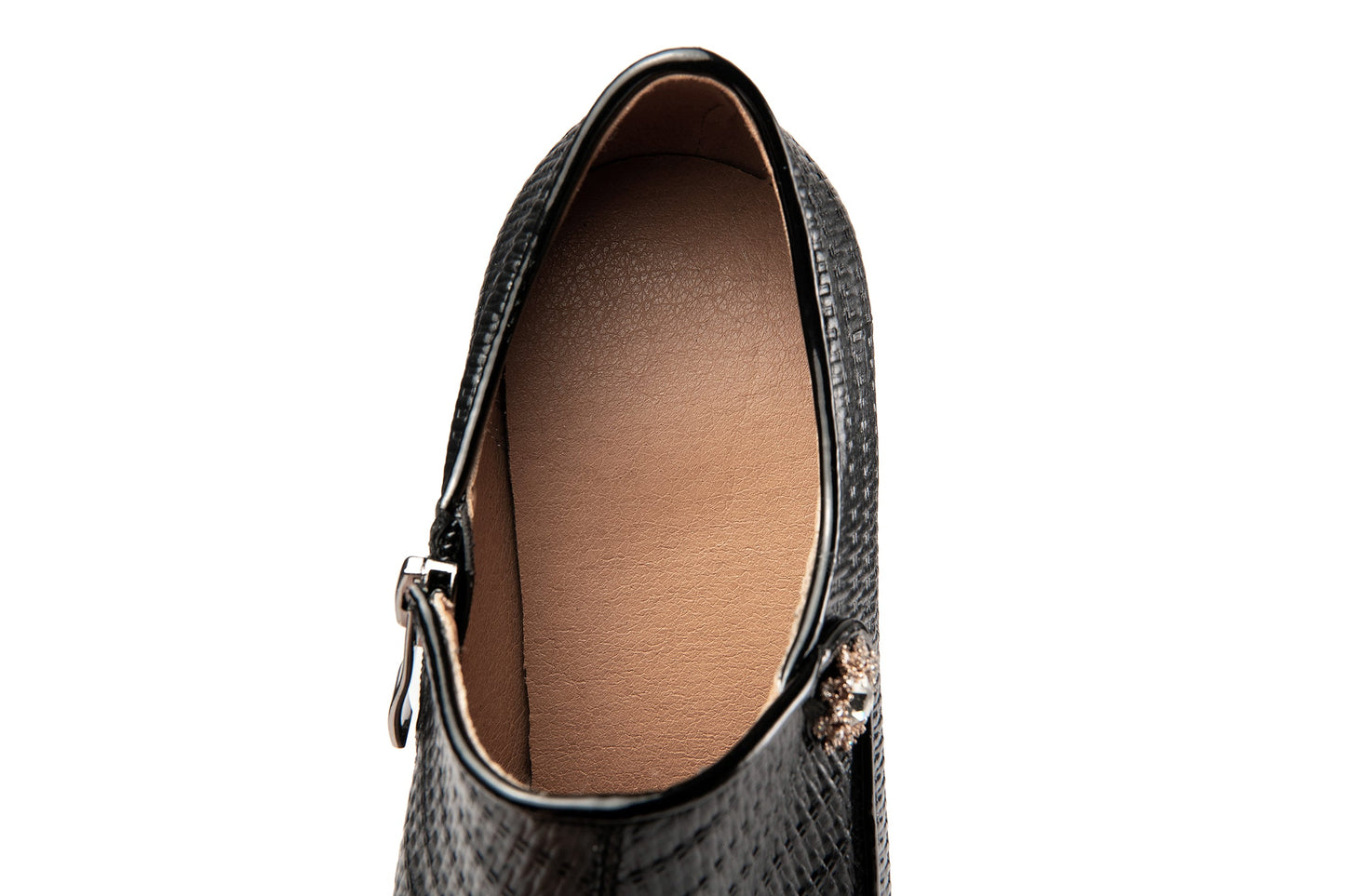 Nine Seven Pointed Toe Handmade Women's Genuine Leather High Spool Heel Side Zip Platform Pumps