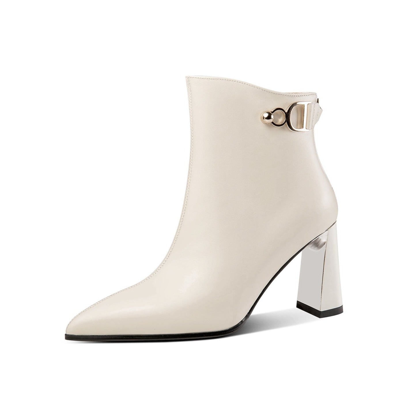 Nine Seven Women's Handmade Genuine Leather Pointed Toe High Heel Back Zip Closure Ankle Boots