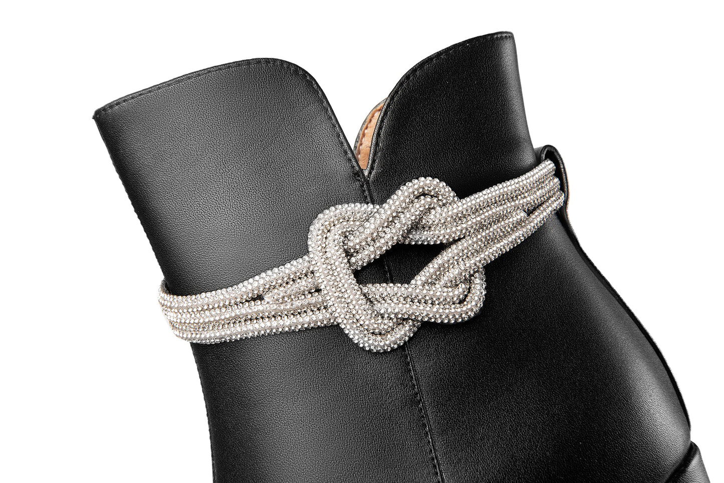 Nine Seven Genuine Leather Women's Handmade Side Zipper Pointed Toe Chunky Heel Ankle Boots