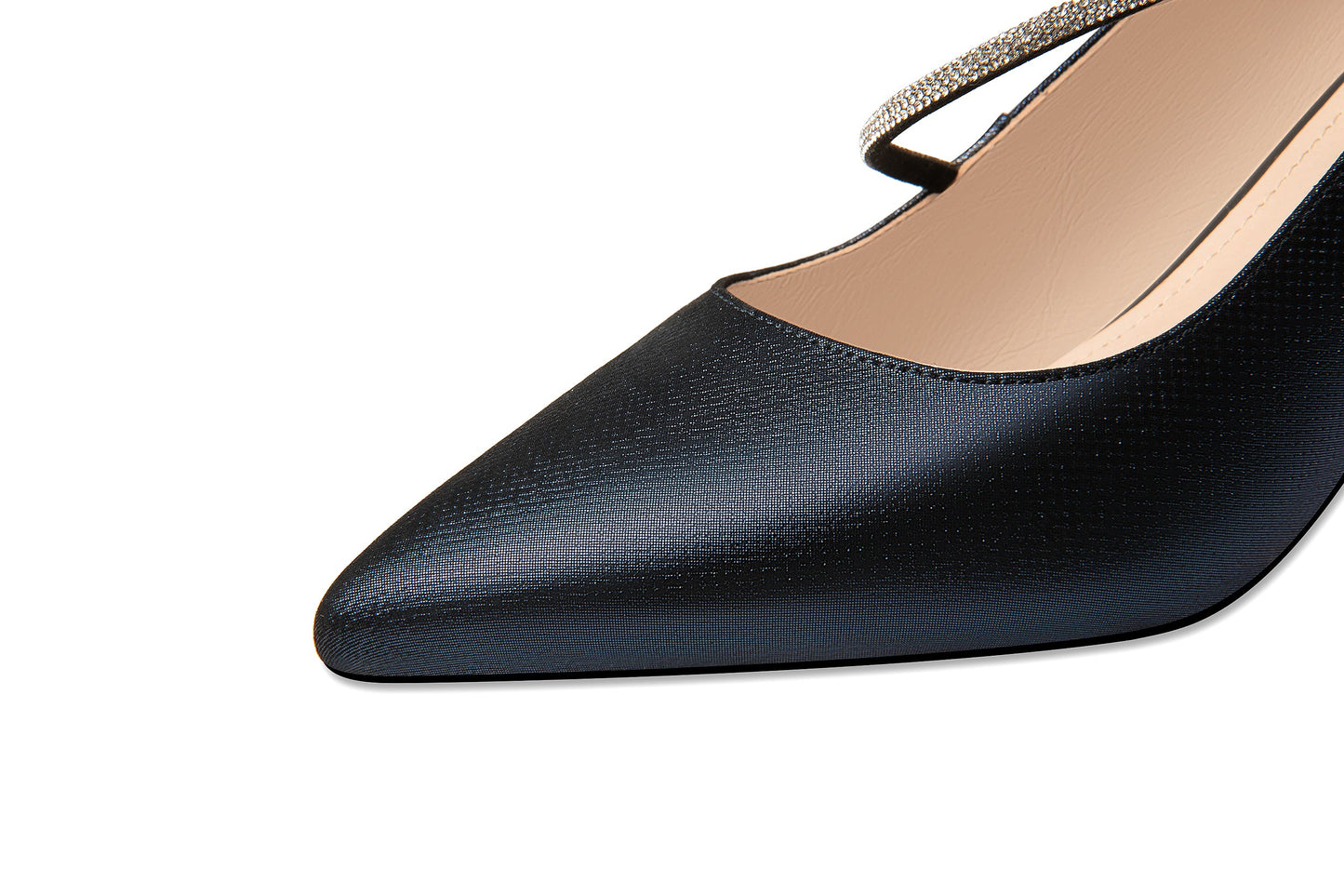 Nine Seven Women's Pointed Toe Genuine Leather Handmade Flower Buckle Mid Chunky Heels Graceful Pumps Shoes