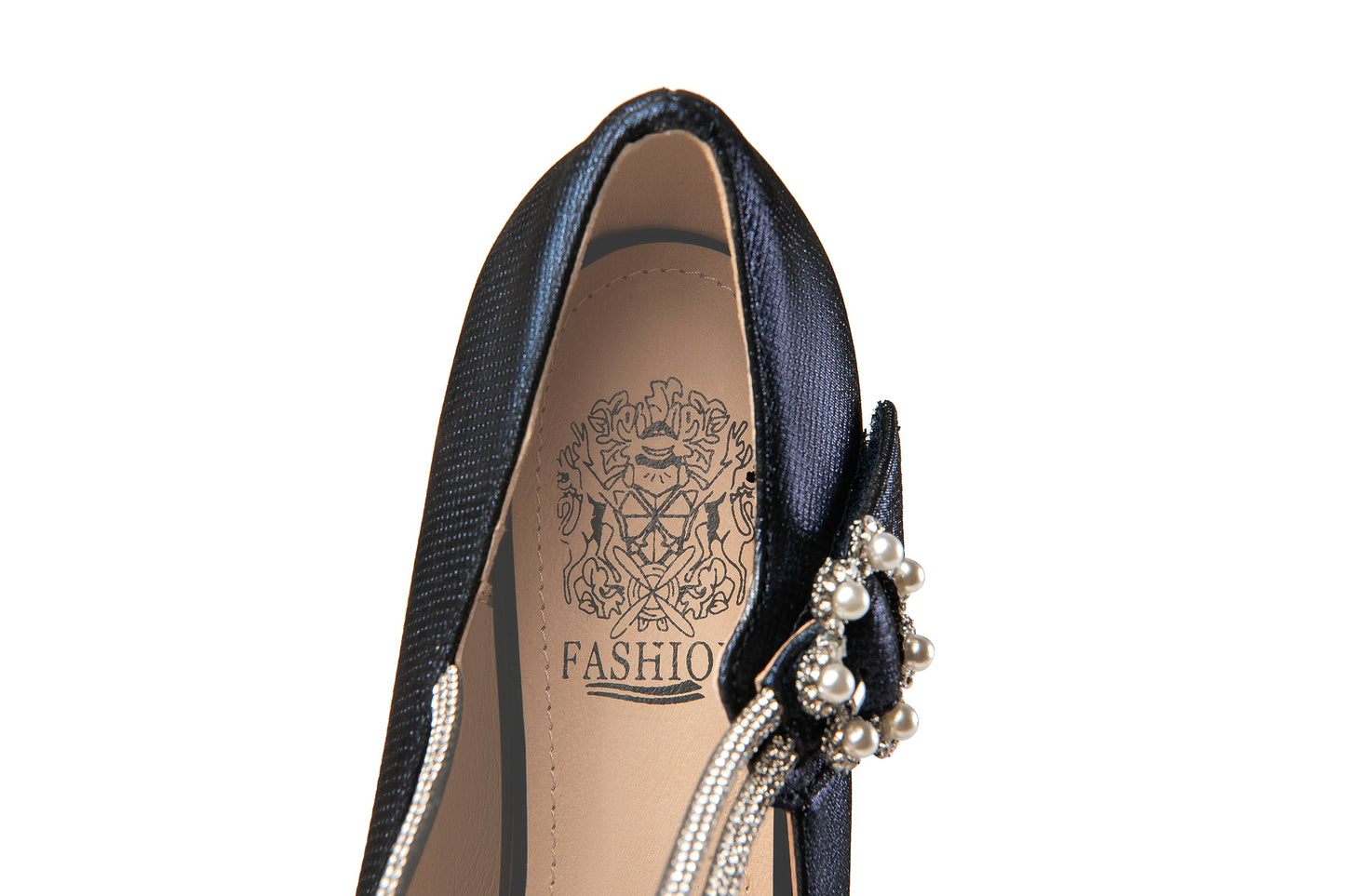 Nine Seven Women's Pointed Toe Genuine Leather Handmade Flower Buckle Mid Chunky Heels Graceful Pumps Shoes