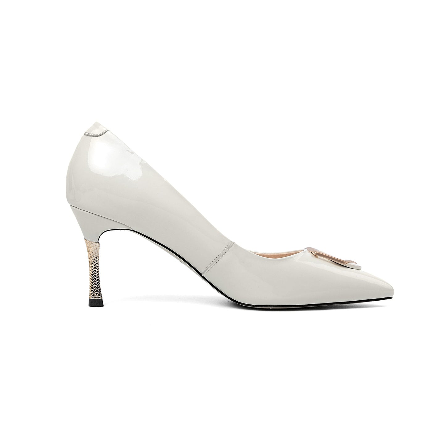 Nine Seven Women's Patent Leather Pointed Toe Handmade Delicate Décor Mid Stiletto Heel Slip On Graceful Pumps