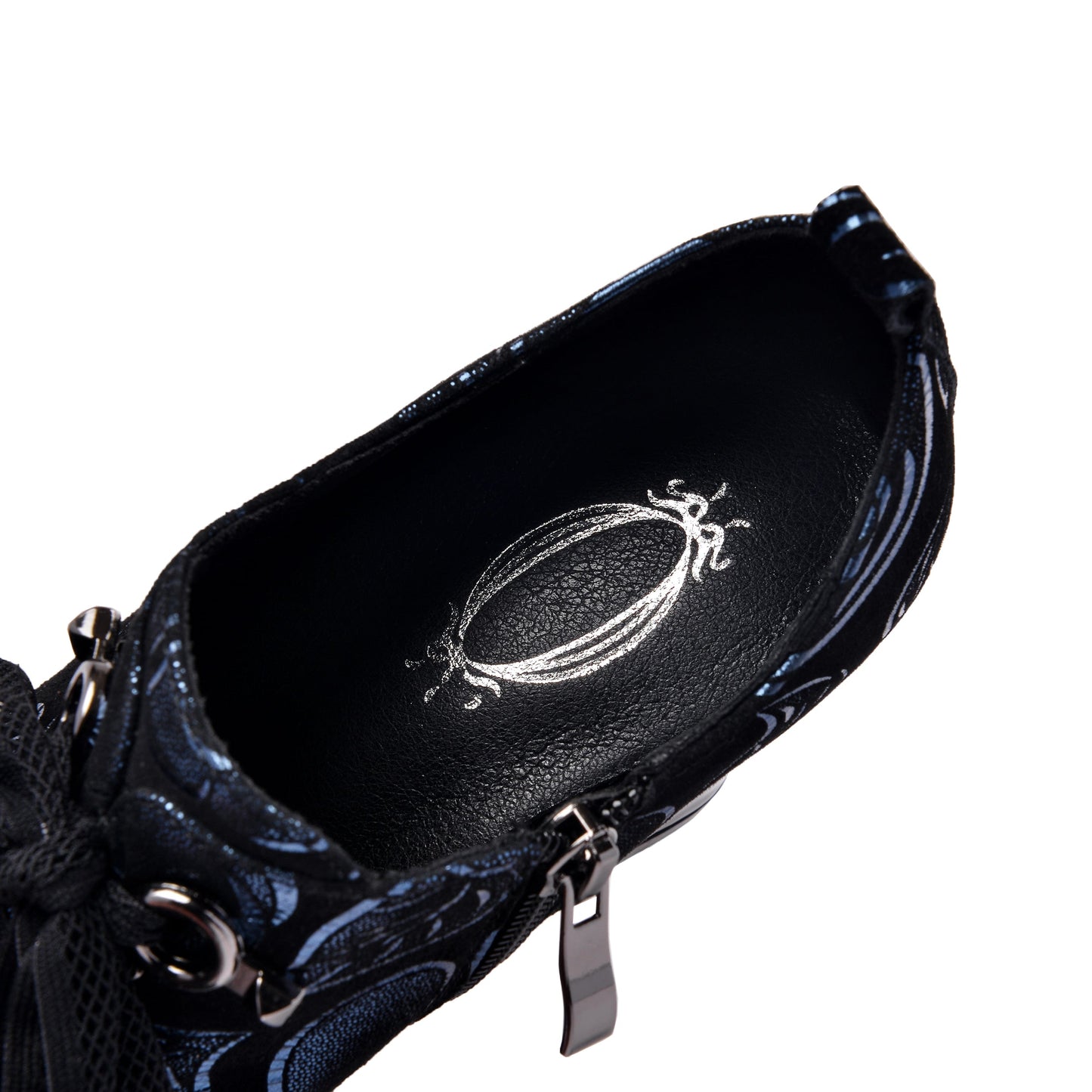 Nine Seven Women's Handmade Printed Suede Leather Platform Round Toe Lace Up Side Zip High Chunky Heel Pumps