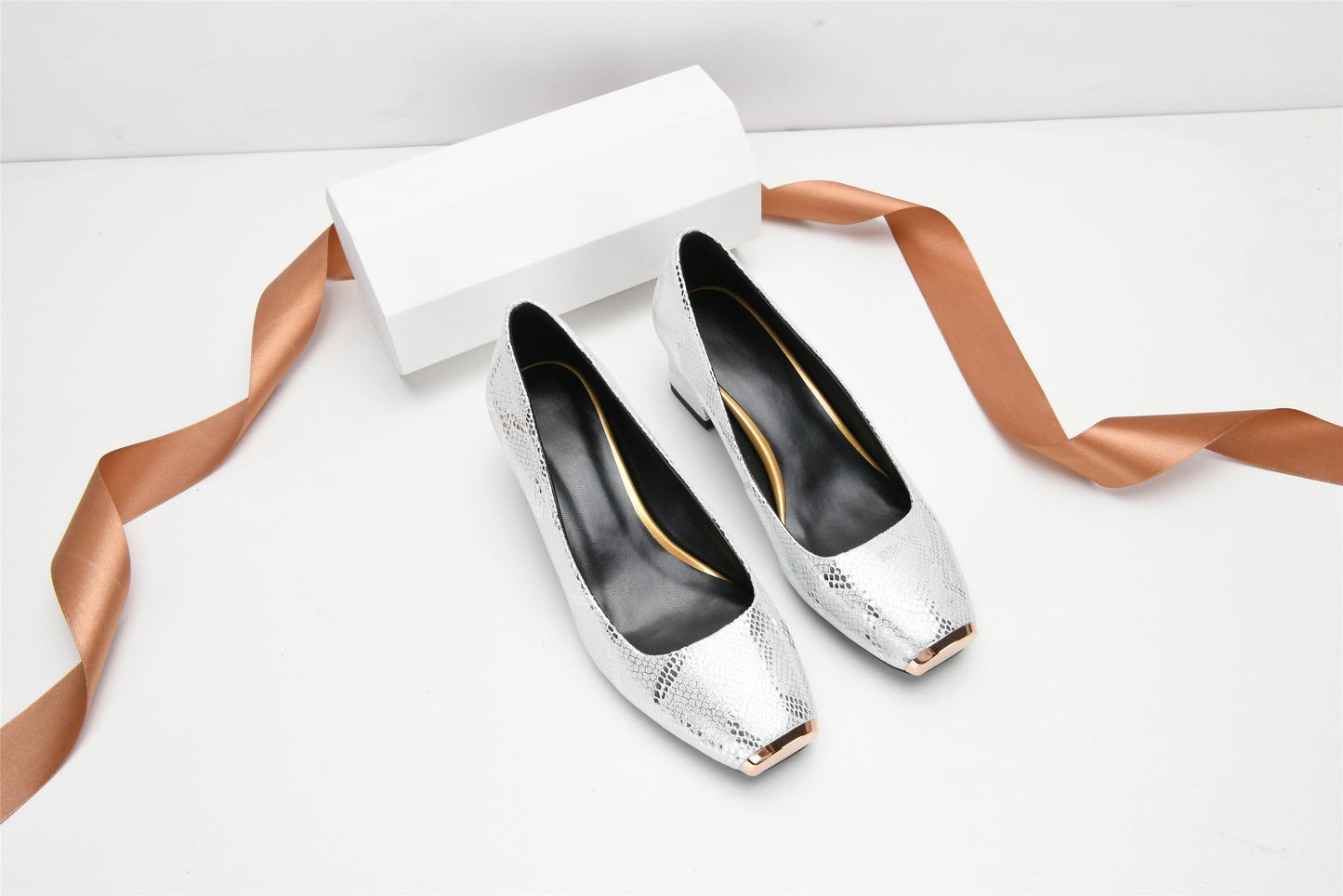 Nine Seven Women's Genuine Leather Handmade Square Toe Low Block Heels Stylish Loafers Shoes