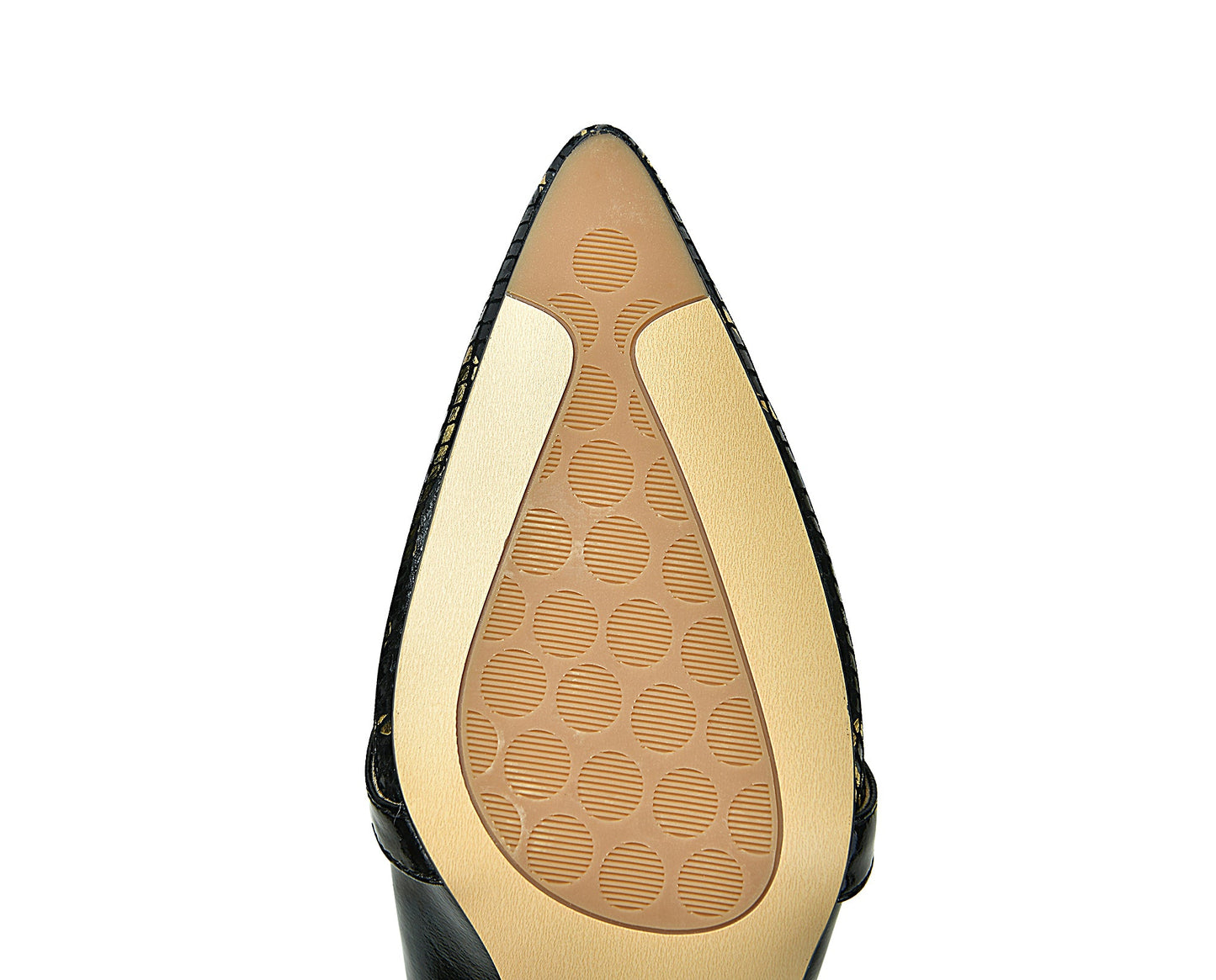 Nine Seven Handmade Women's Genuine Leather Pointed Toe Modern Buckle Slip On Gold Heel Pumps