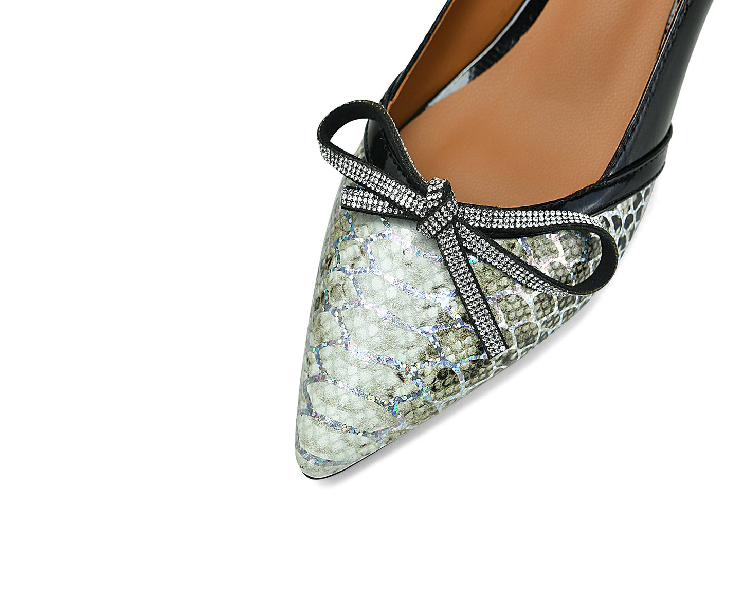 Nine Seven Women's Handmade Genuine Leather Assorted Color Snakeskin Slip On Chunky Heel Pumps Shoes