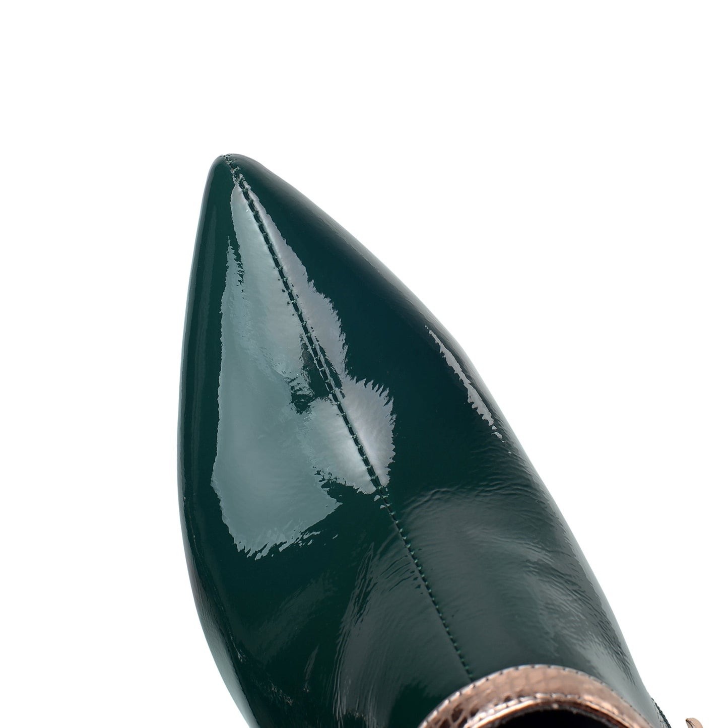 Nine Seven Women's Patent Leather Handmade High Stiletto Heel Side Zip Up Pointed Toe Pump Shoes with Crystal Bowtie