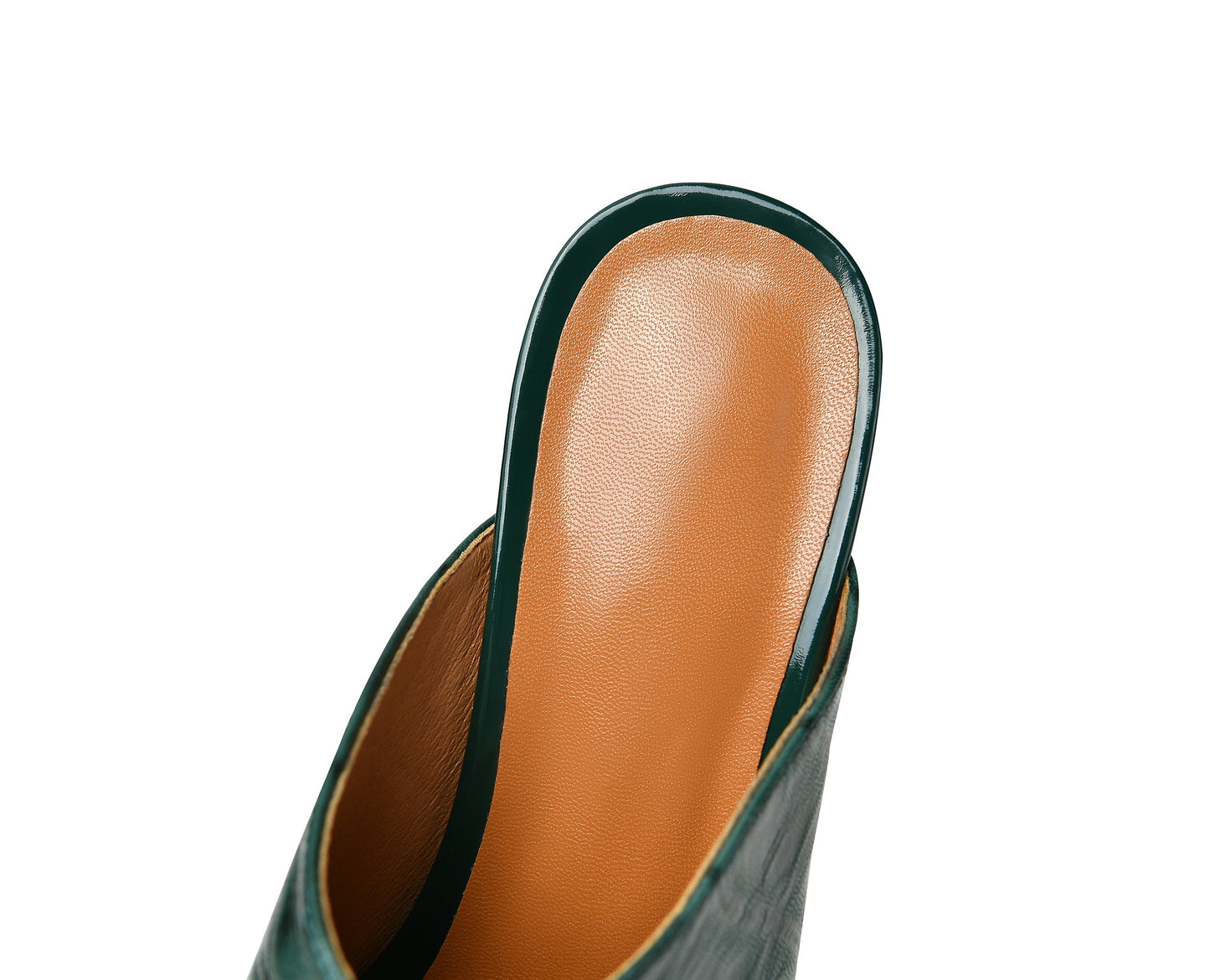 Nine Seven Women's Pointed Toe Plaid Genuine Leather Handmade Front Zipper Mid Chunky Heel Chic Slippers