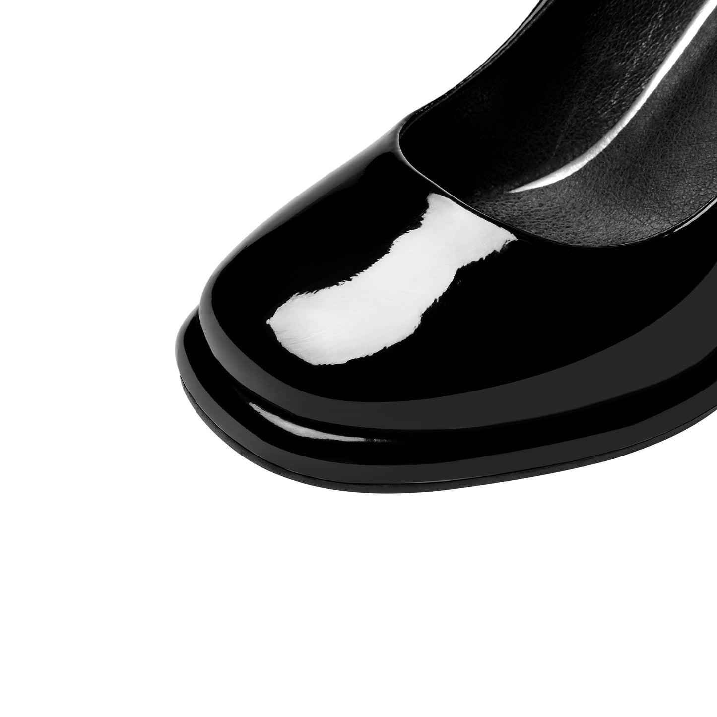 Nine Seven Women's Round Toe Floral Patent Leather Handmade Platform High Chunky Heel Unique Pump Shoes