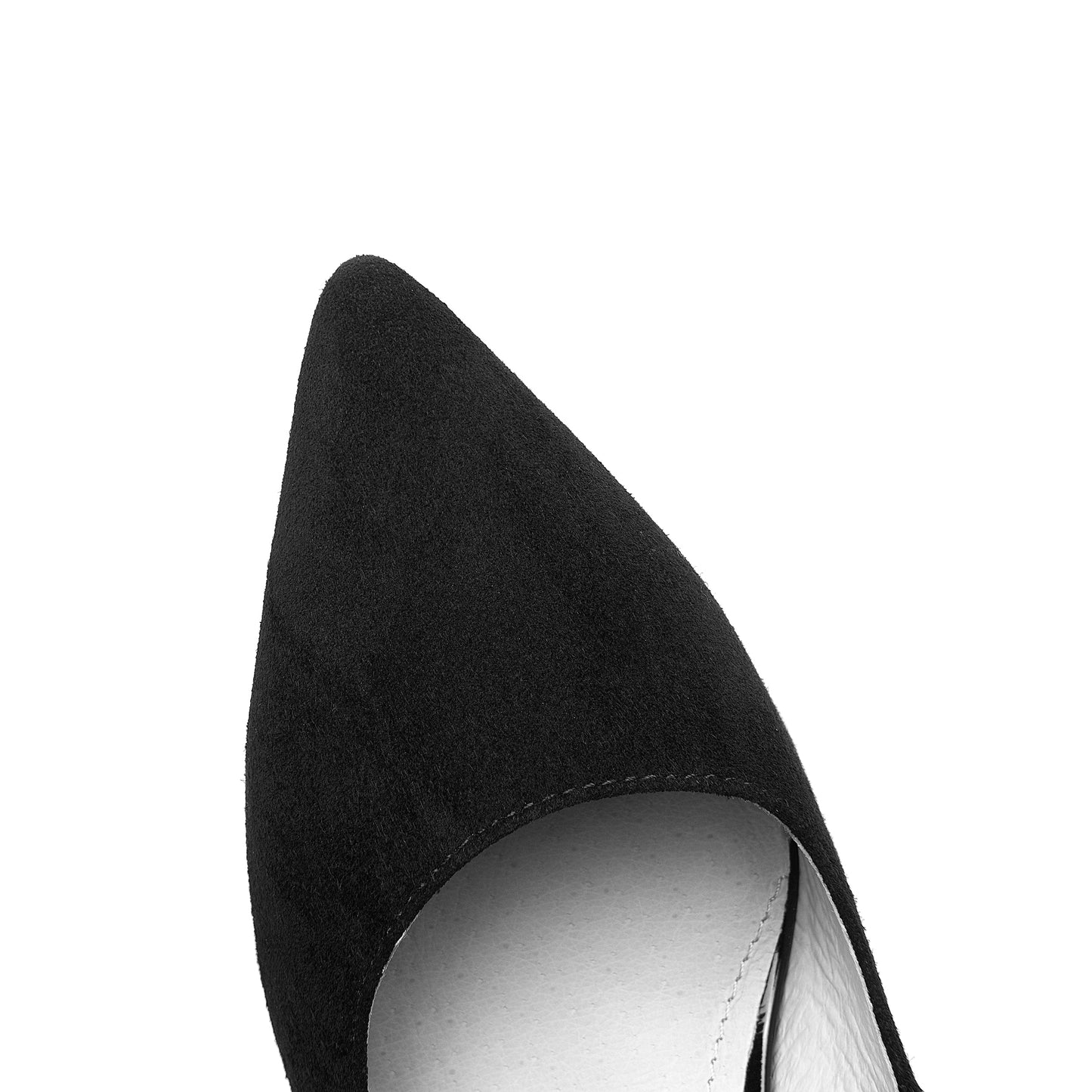 Nine Seven Women's Suede Leather Handmade Clear Pointed Toe Glitter Blue Flower Decor Slip On High Spool Heel Pump Shoes