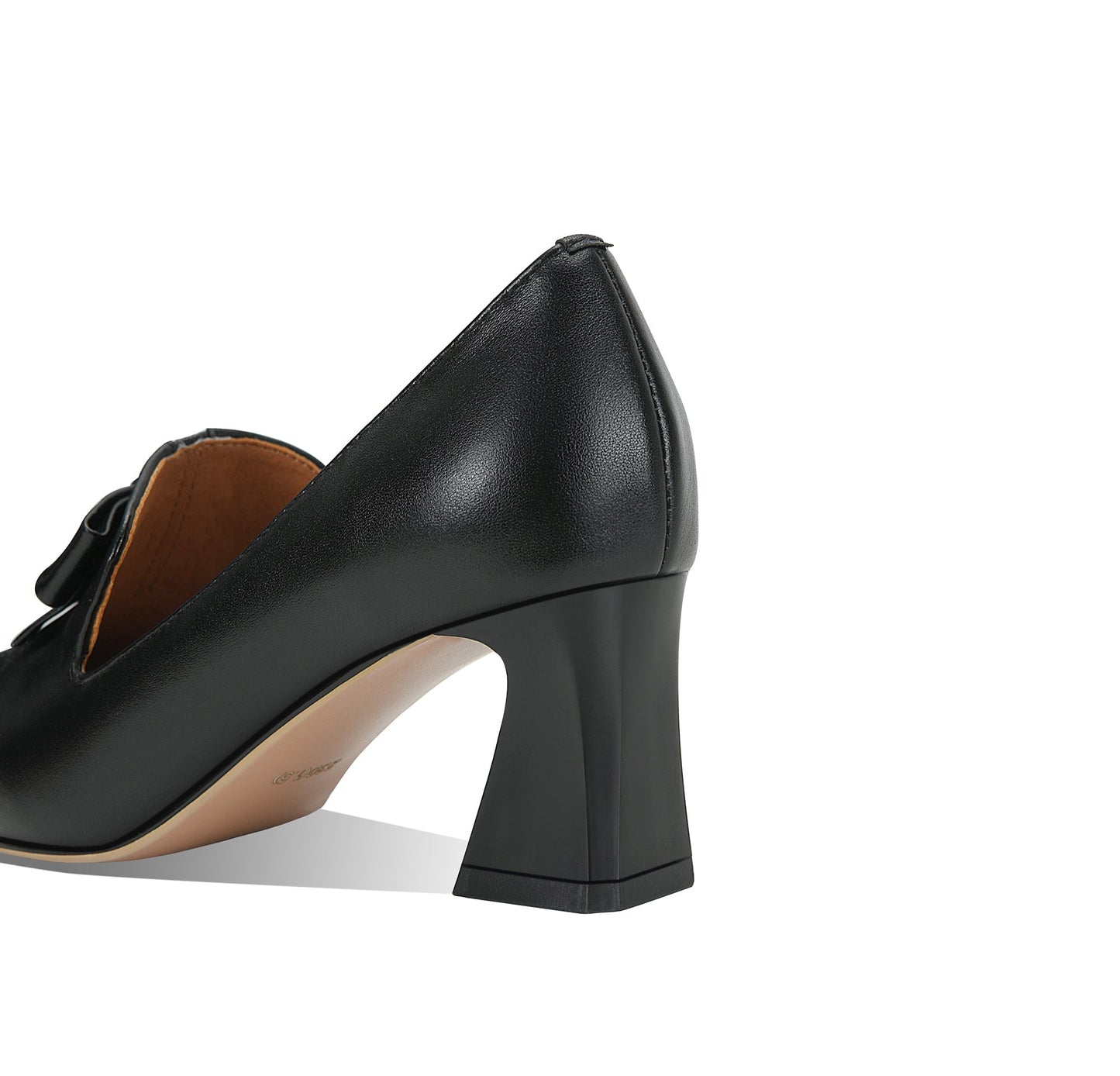 Nine Seven Women's Handmade Genuine Leather Pointed Toe Bowknot Elegant Spool Heel Pumps Shoes