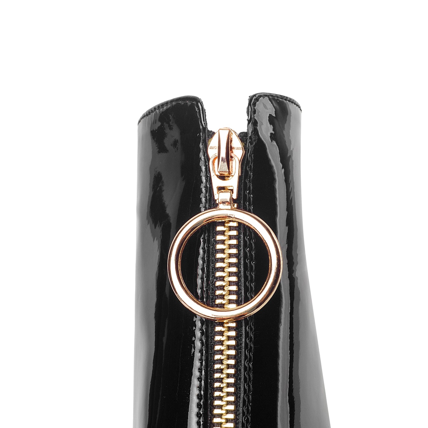 Nine Seven Women's Patent Leather Square Toe Handmade Front Zipper Mid Chunky Heels Trendy Ankle Boots