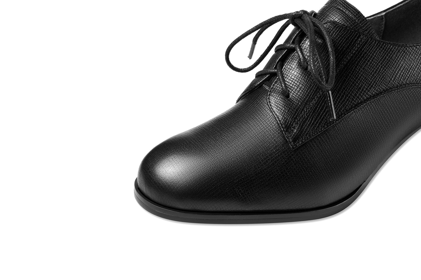 Nine Seven Women's Genuine Leather Handmade Block Heel Round Toe Lace Up Oxford Pumps