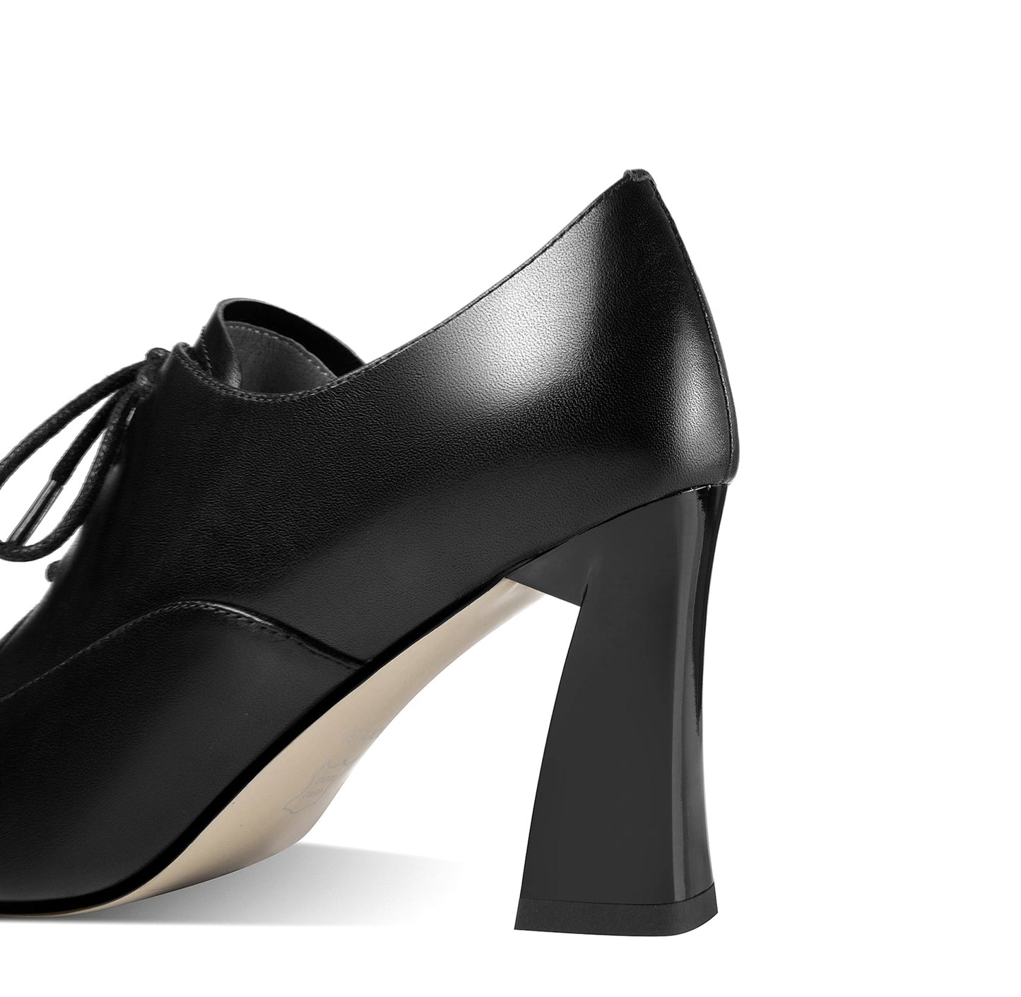 Nine Seven Women's Genuine Leather Handmade Pointed Toe High Chunky Heel Lace Up Stylish Oxford Pumps