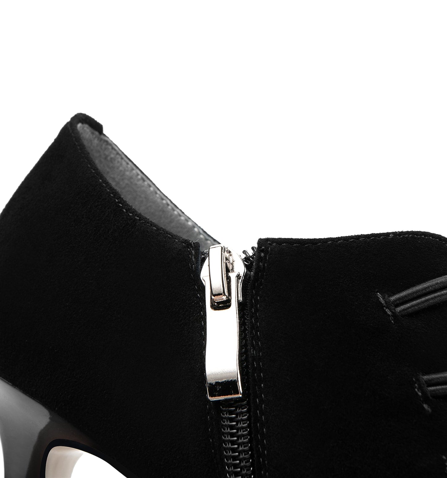 Nine Seven Women's Suede Leather Handmade Sexy Spool Heel Pointed Toe Side Zip Up Oxford Dress Pumps with Glitter Rhinestone