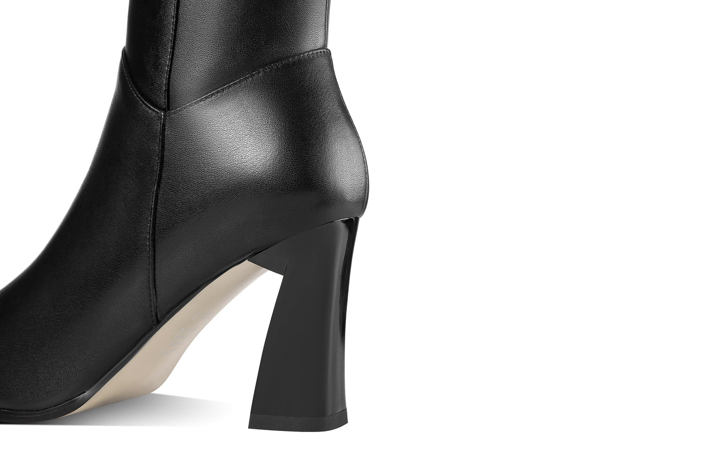 Nine Seven Women's Genuine Leather Handmade Pointed Toe Side Zip Up Knee High Boots with Spool Heel