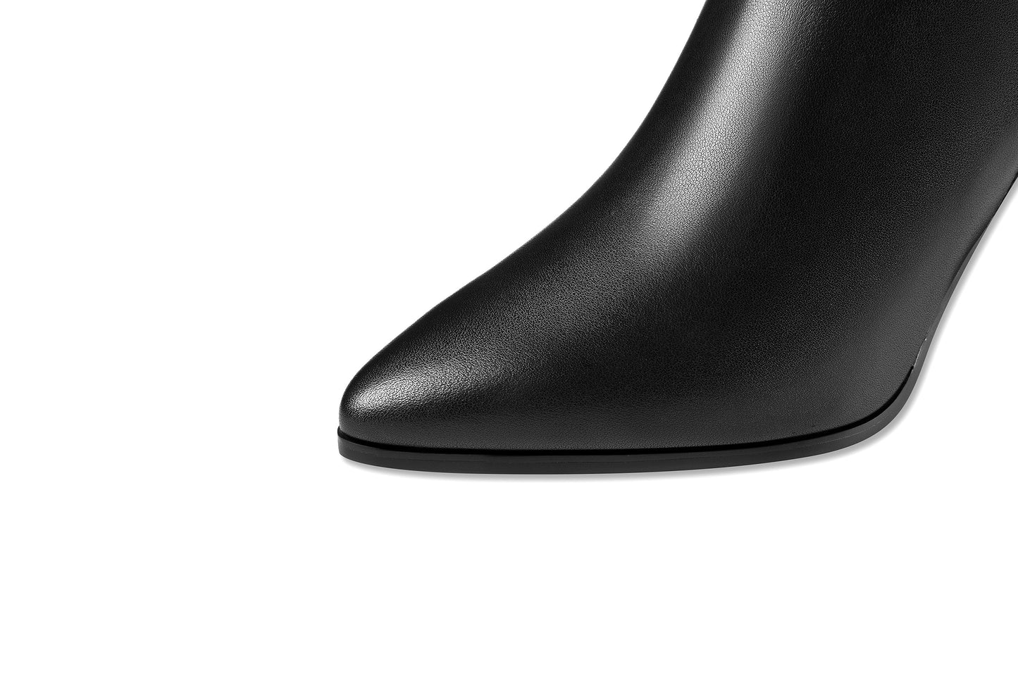 Nine Seven Women's Genuine Leather Handmade Pointed Toe Side Zip Up Knee High Boots with Spool Heel