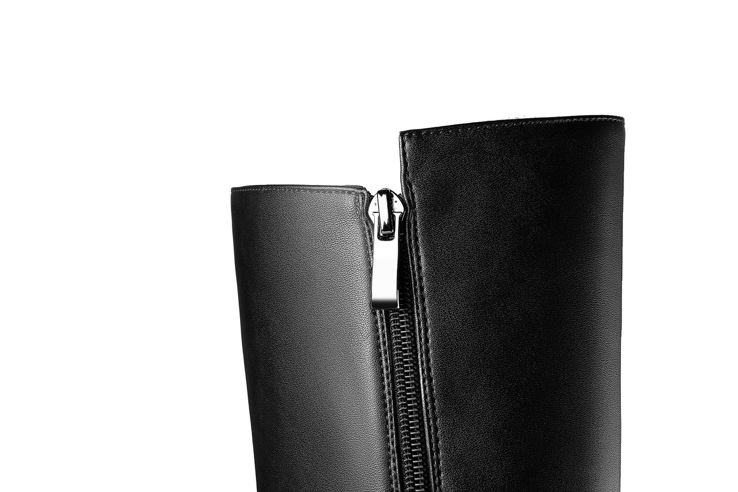 Nine Seven Women's Genuine Leather Handmade Pointed Toe Side Zip Up Knee High Boots with Spool Heel