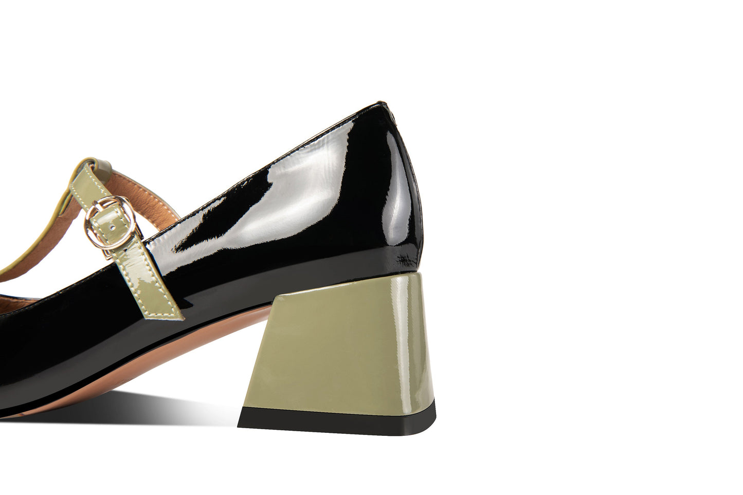 Nine Seven Women's Handmade Patent Leather Square Toe Chunky Heel T-Shaped Assorted Color Mary Jane Pumps