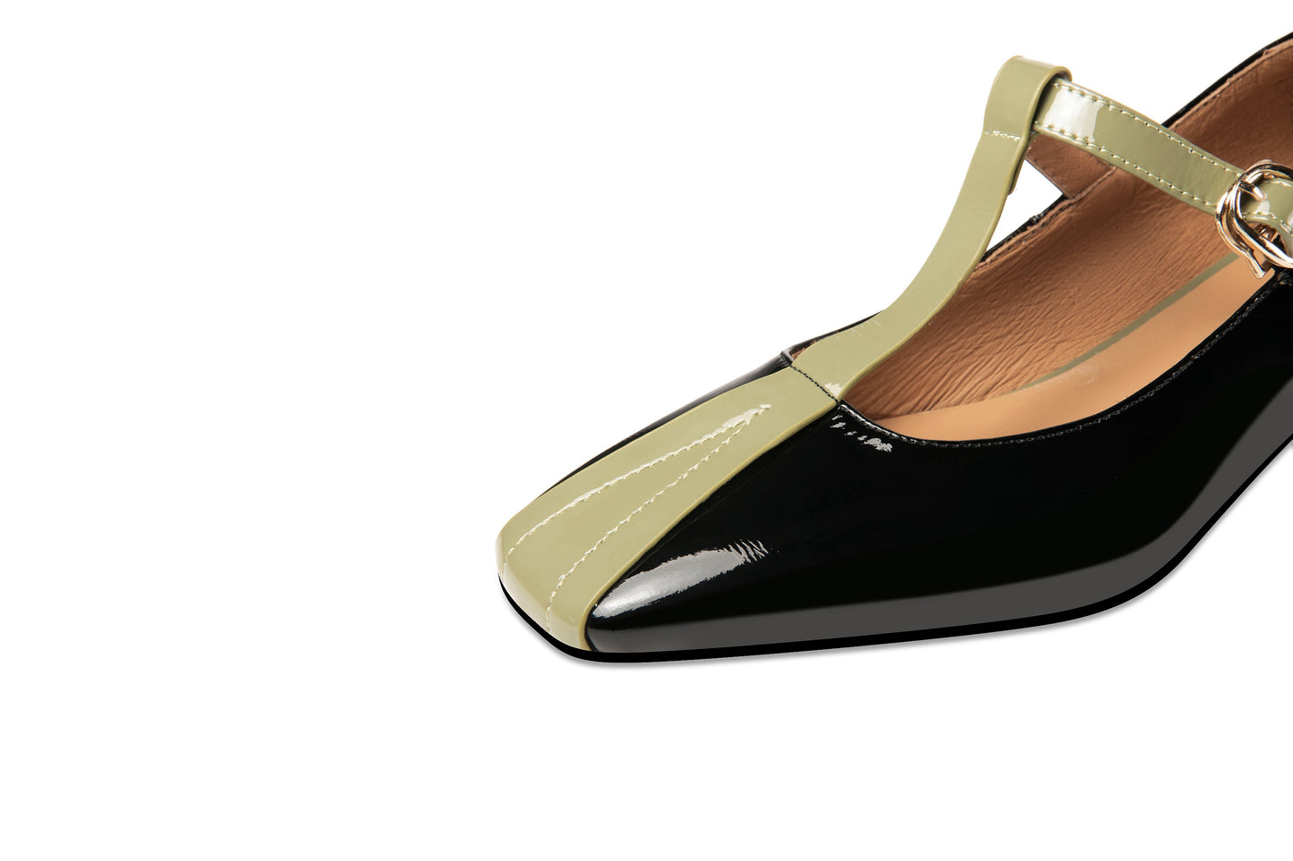 Nine Seven Women's Handmade Patent Leather Square Toe Chunky Heel T-Shaped Assorted Color Mary Jane Pumps