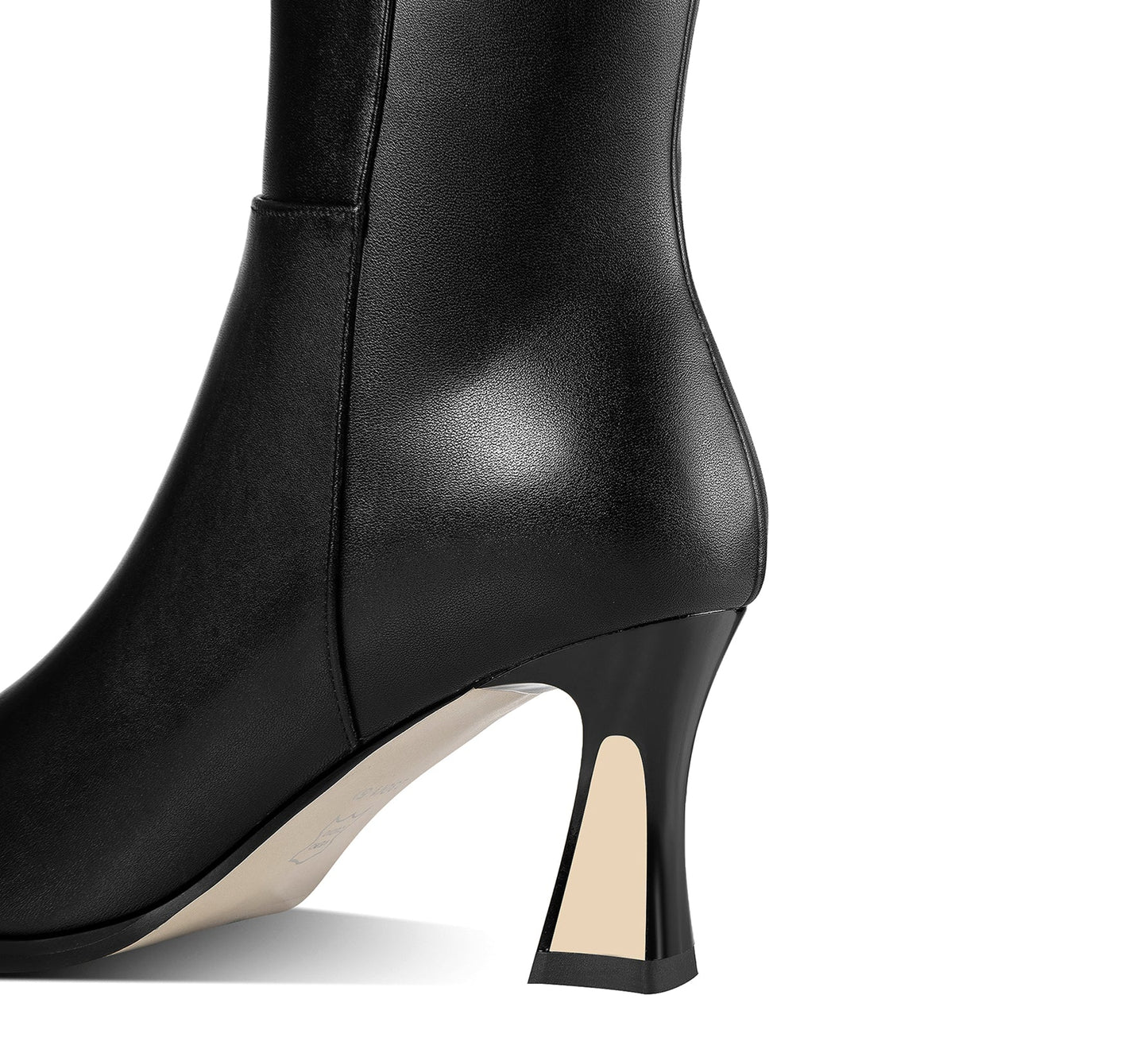 Nine Seven Handmade Women's Genuine Leather Mid Heel Side Zip Up Pointed Toe Stylish Knee High Boots