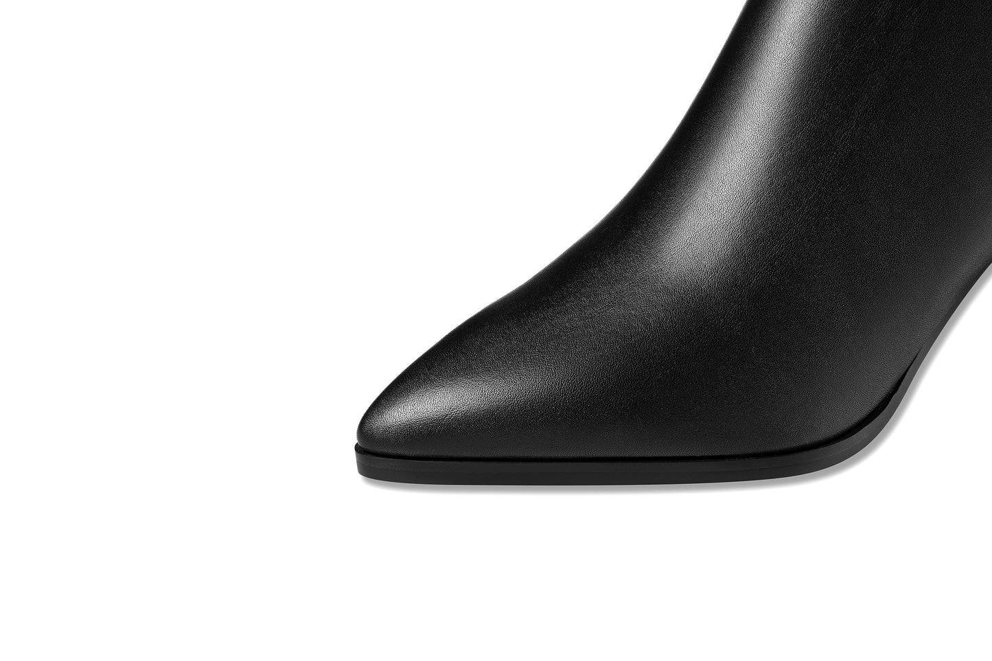 Nine Seven Handmade Women's Genuine Leather Mid Heel Side Zip Up Pointed Toe Stylish Knee High Boots