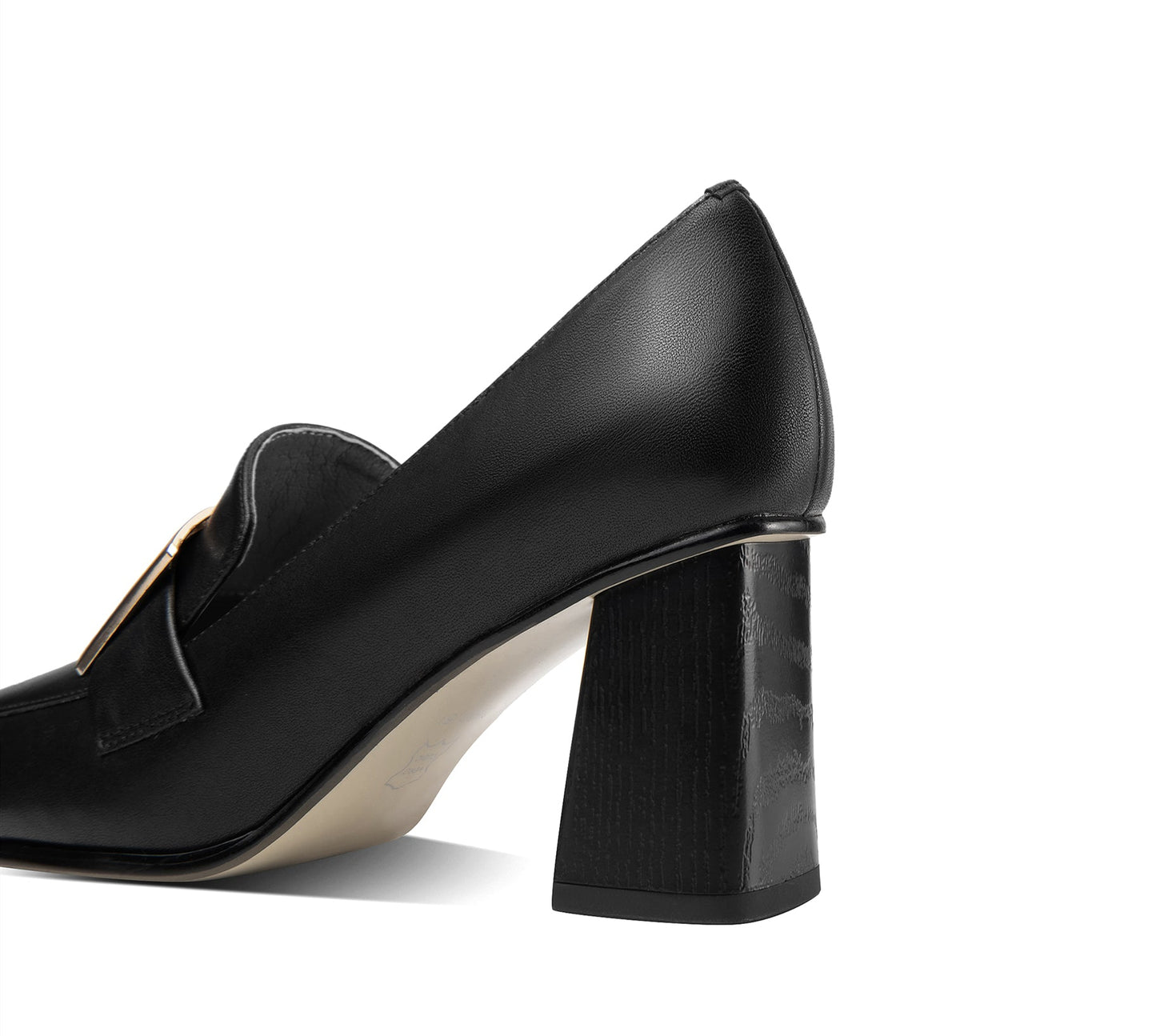 Nine Seven Women's Handmade Genuine Leather Block Heel Square Toe Pumps Shoes with Modern Pattern