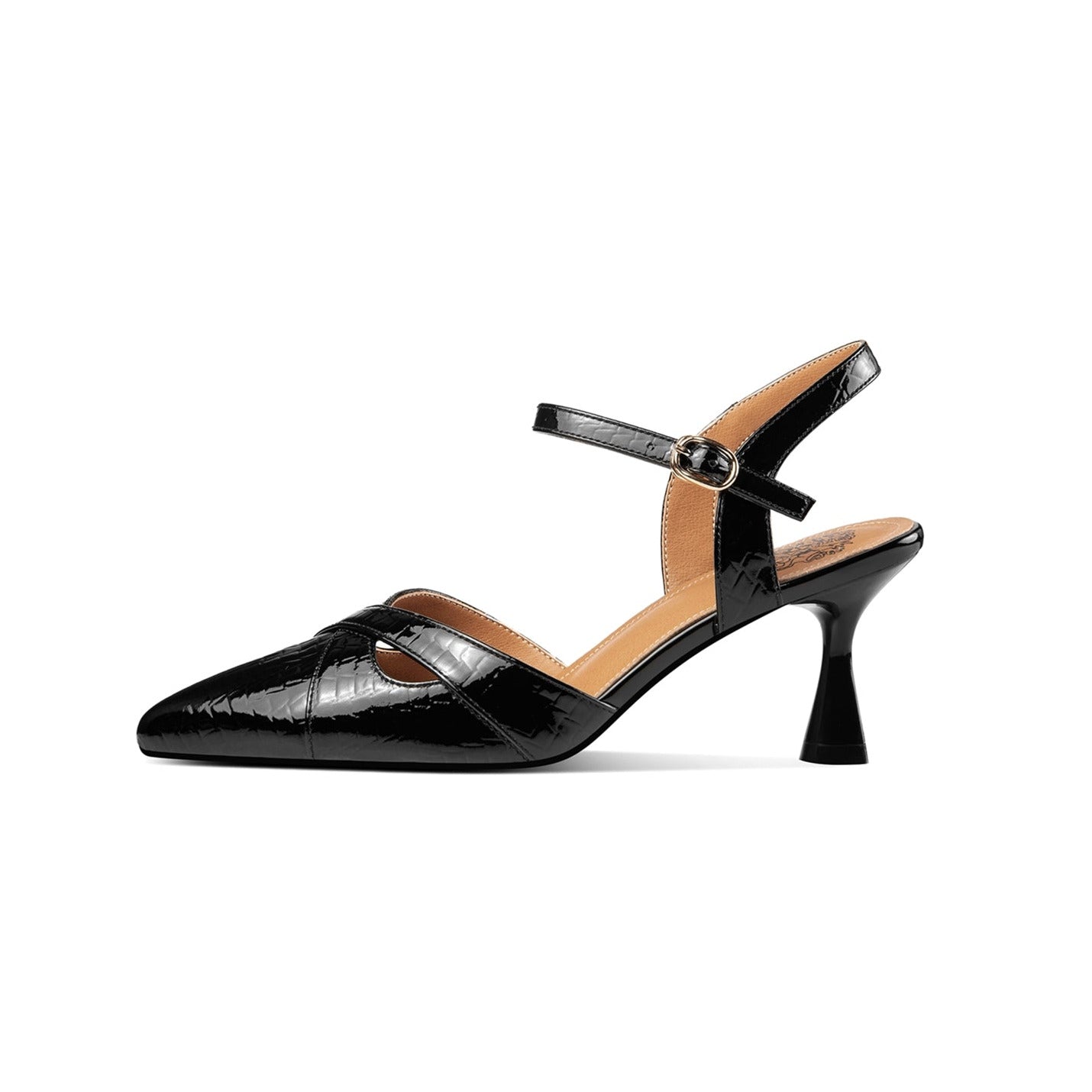 Nine Seven Patent Leather Handmade Women's Pointed Toe Stiletto Heel Buckle Weeding Sandal Shoes