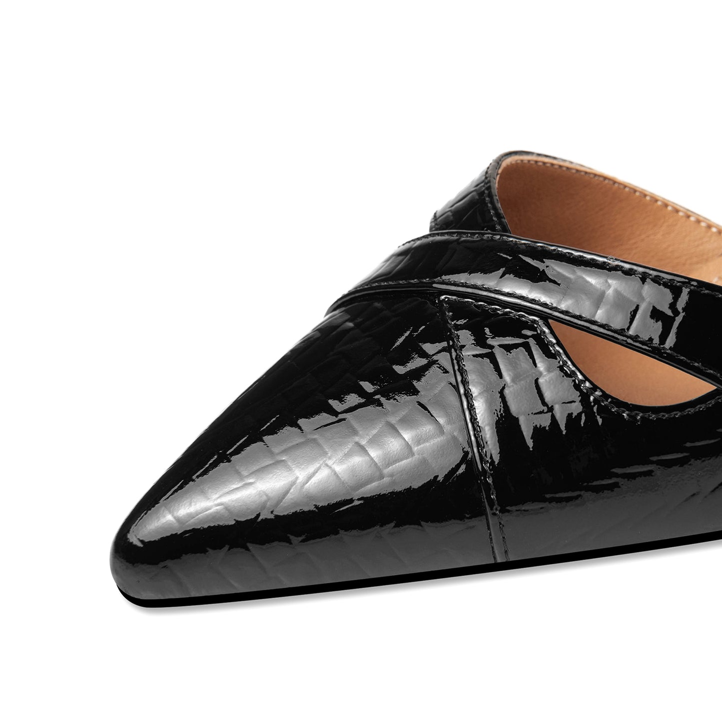 Nine Seven Patent Leather Handmade Women's Pointed Toe Stiletto Heel Buckle Weeding Sandal Shoes