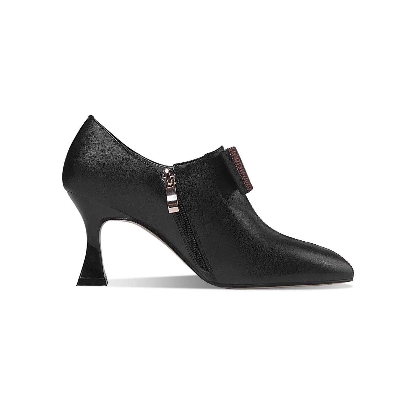 Nine Seven Women's Genuine Leather Handmade Pointed Toe High Stiletto Heel Side Zip Up Pump Shoes with Bow