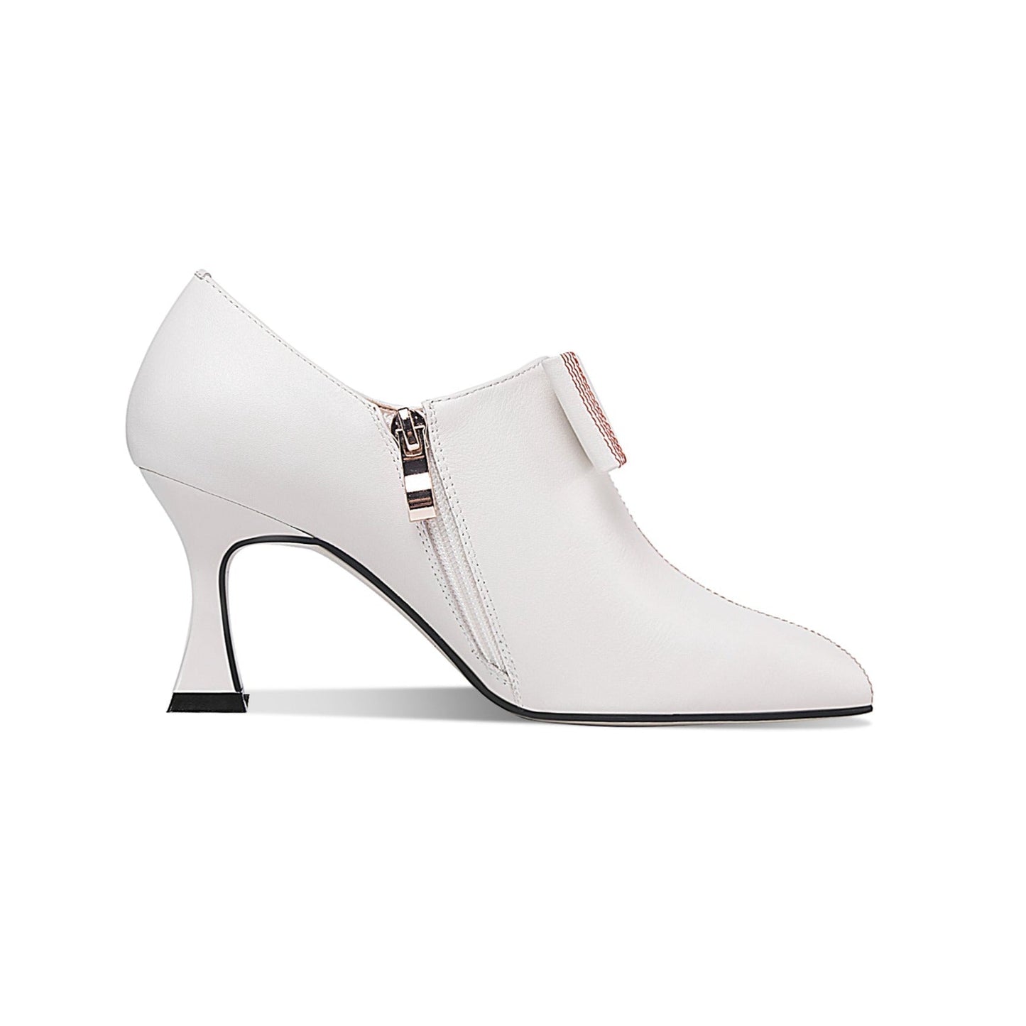 Nine Seven Women's Genuine Leather Handmade Pointed Toe High Stiletto Heel Side Zip Up Pump Shoes with Bow